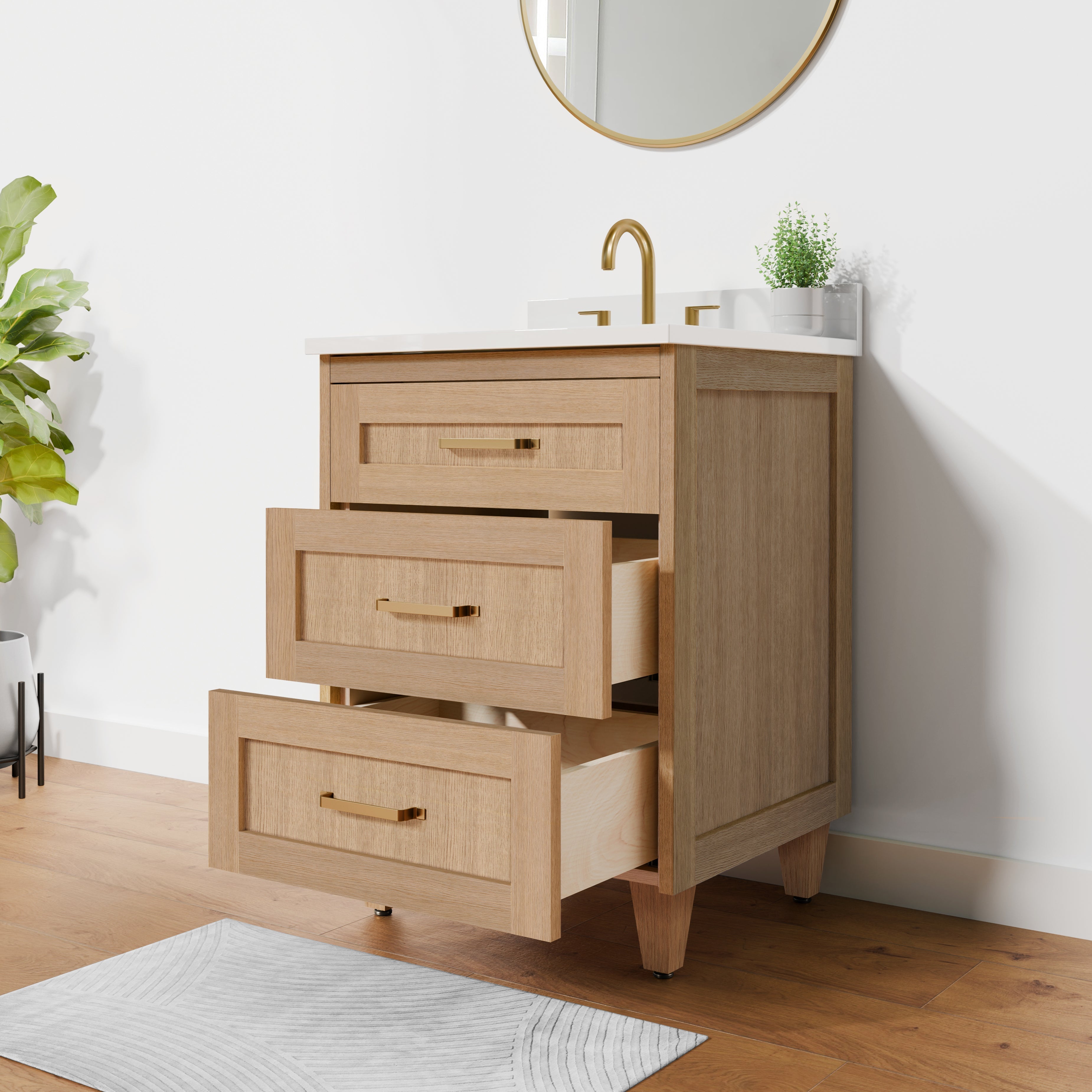 Arlo 24" Solid-Wood Vanity with Quartz Countertop