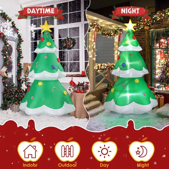 6.9 FT Lighted Christmas Inflatable Decoration - Inflatable Christmas Tree