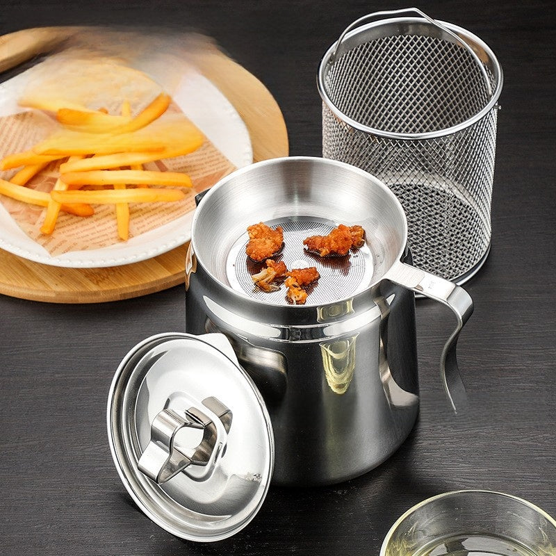 304 Stainless Steel Oil Container ? With Built-In Strainer for Cooking Oil Storage