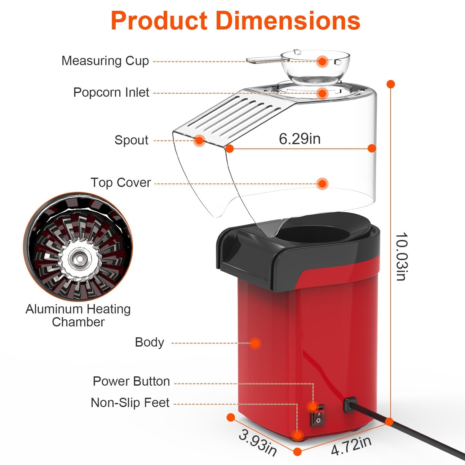 🍿 Electric Hot Air Popcorn Popper – 1200W Oil-Free Popcorn Maker