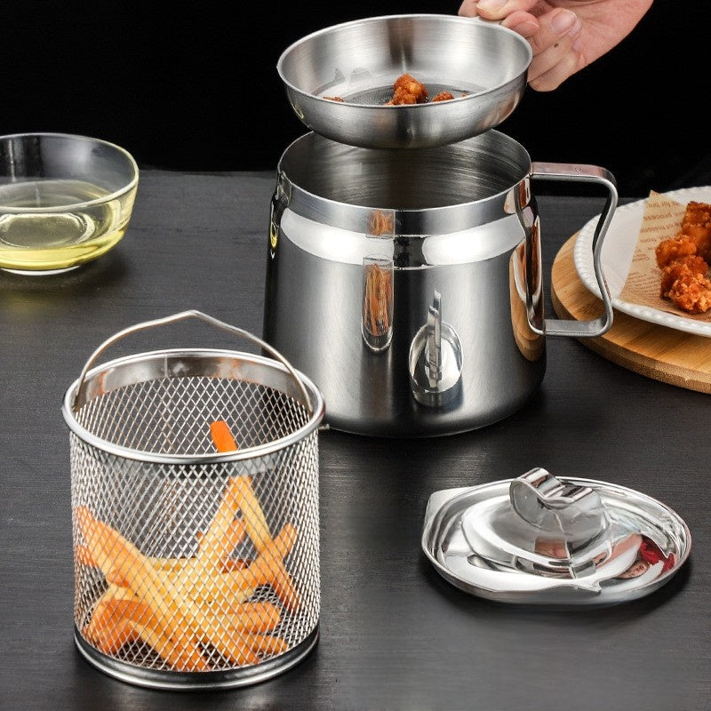 304 Stainless Steel Oil Container ? With Built-In Strainer for Cooking Oil Storage