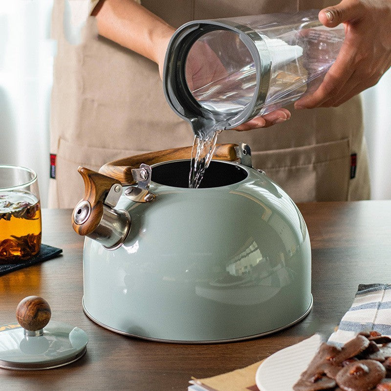 3L Stainless Steel Whistle Kettle – Folding Handle, Modern Dome Design