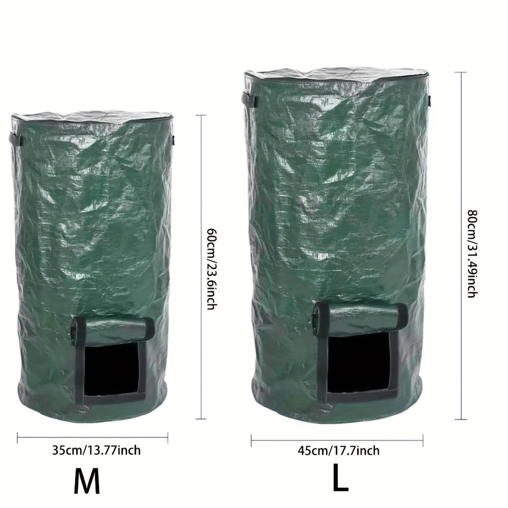 1 Bag Outdoor Compost Box, Reusable Garbage Bag, Self-Made Nutrient Soil Compost Bag, Kitchen Waste Collection Bag, Two-Way Zipper With Fertilizer Port, 34 Gallons