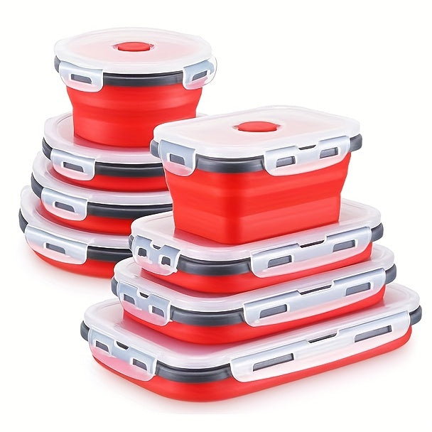 8pcs Set Foldable Food Storage Containers, Lunch Box with Cover, Microwavable And Dishwasher, for Back to School, Class, College, School Supplies, Kitchen Organizers And Storage, Kitchen Accessories