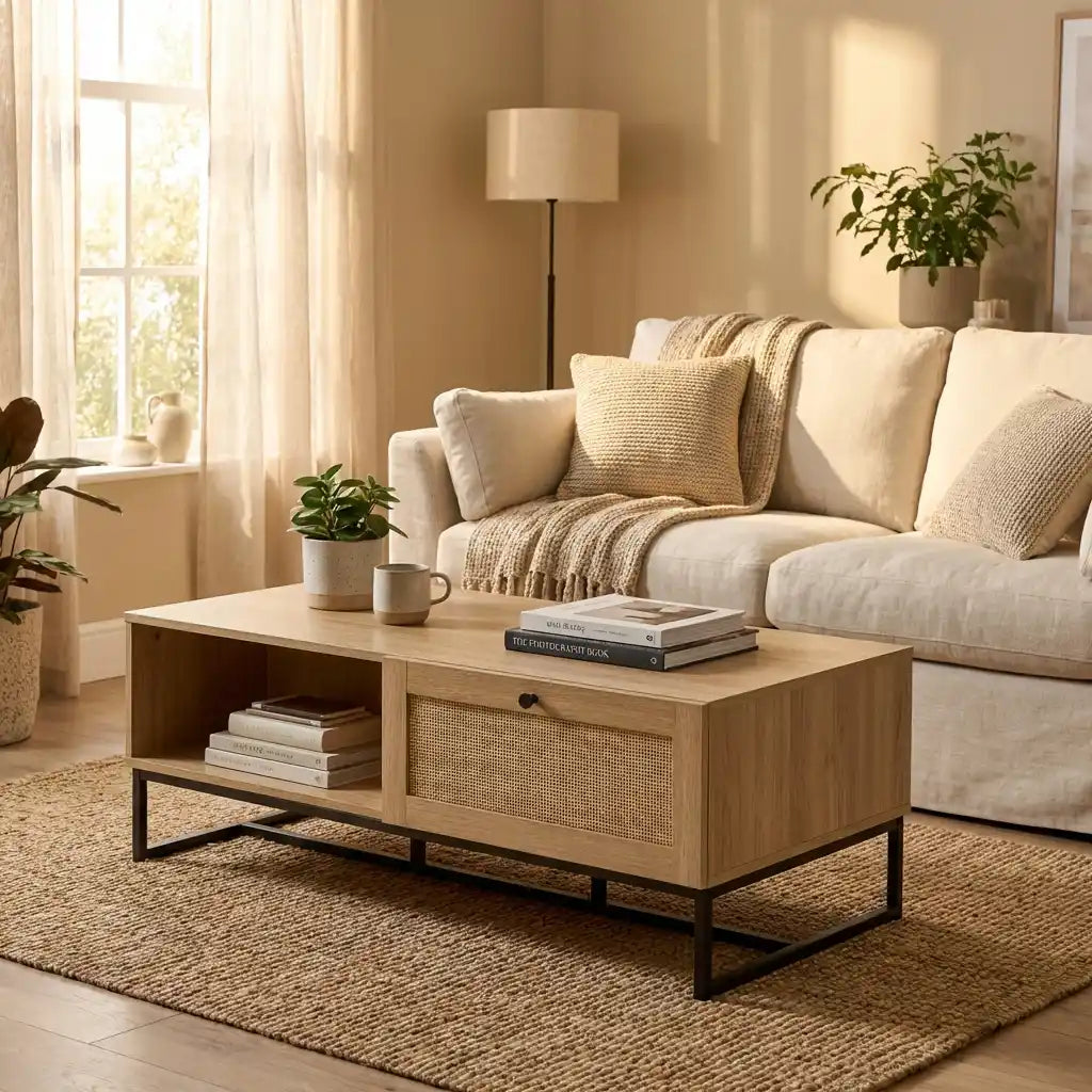 Large Oak TV Stand with Storage Fits TVs up to 60” Modern Wooden Media Unit UK