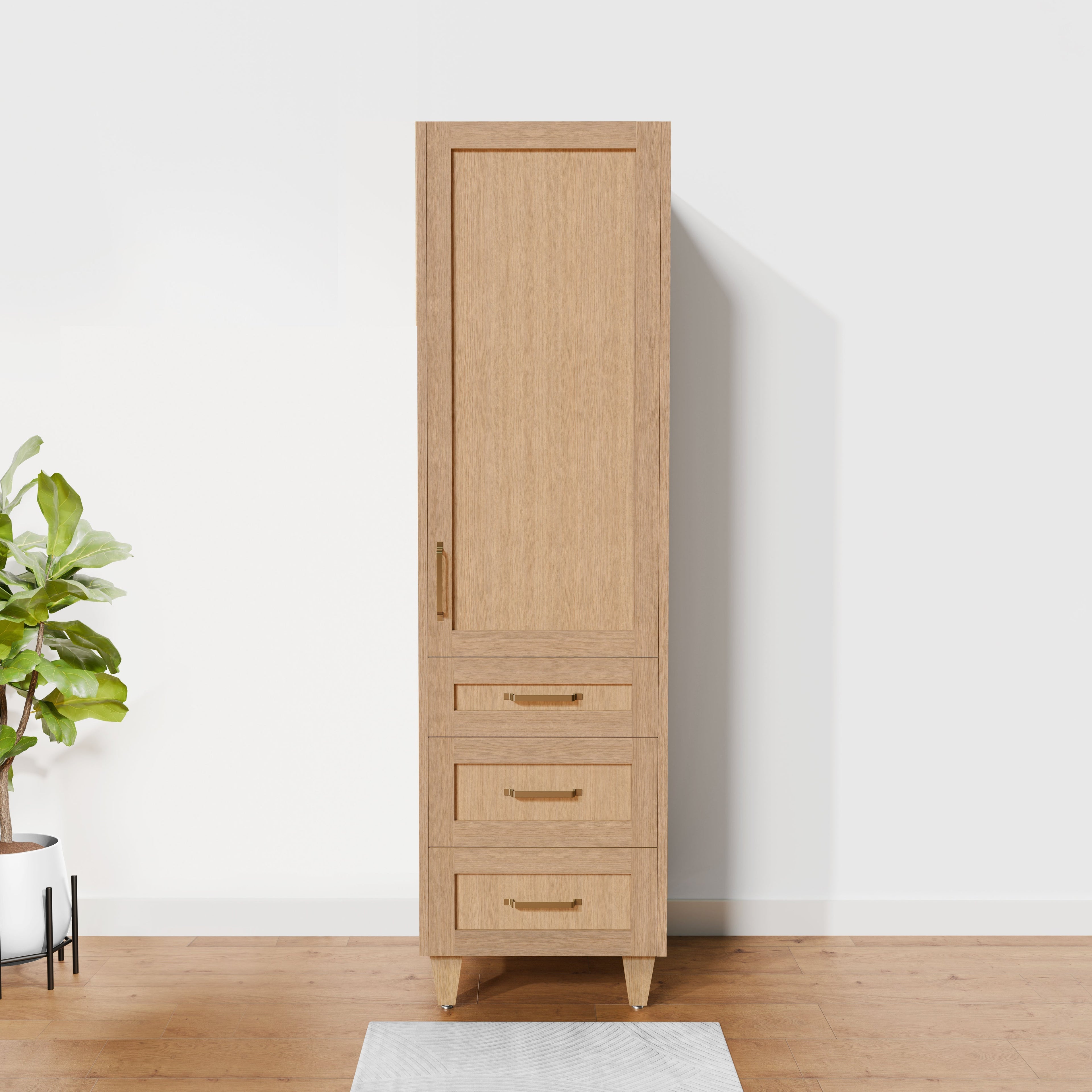 Arlo 20" x 78" Solid-Wood Freestanding Linen Cabinet
