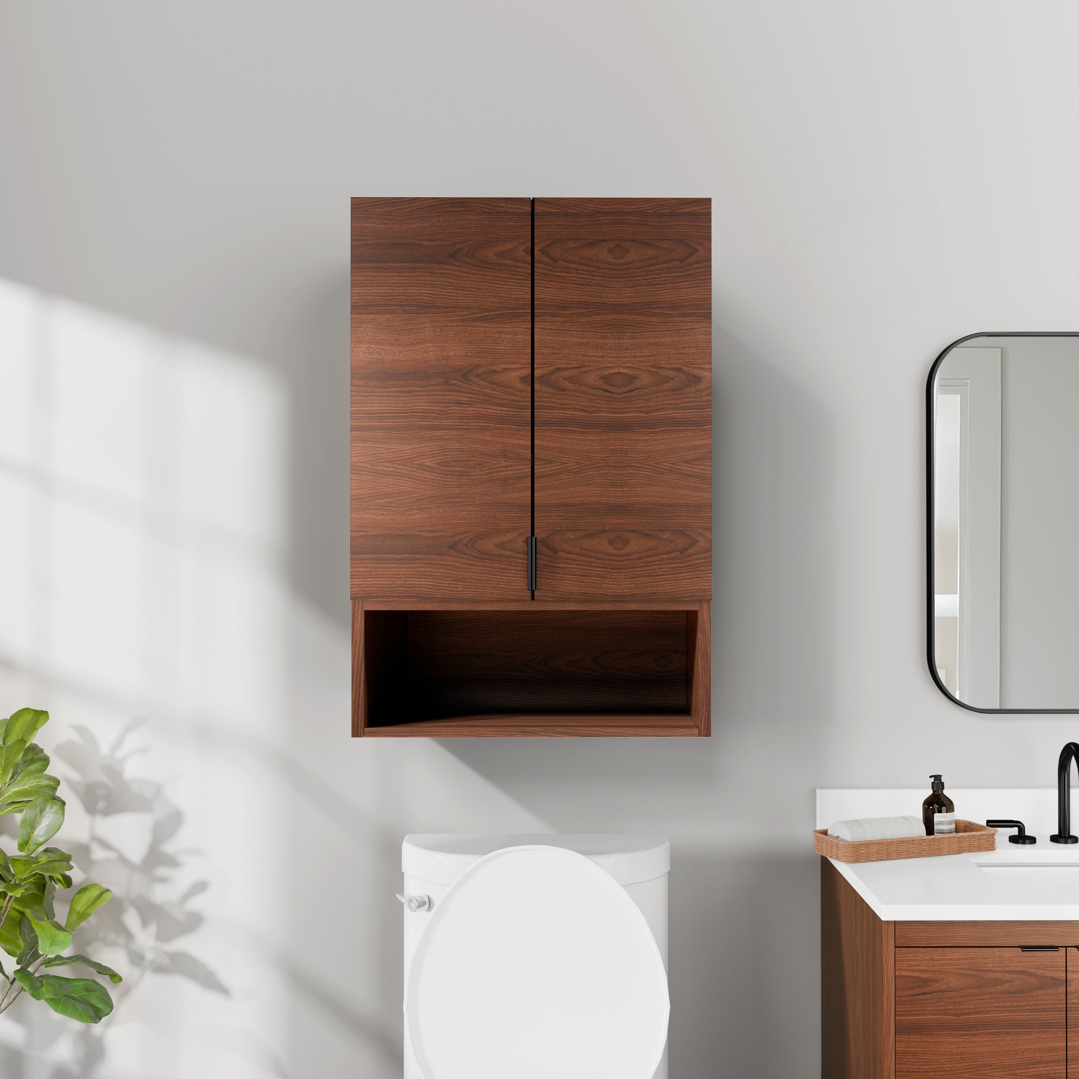 Rowan 24" x 36" Black Walnut Wall Mounted Storage Cabinet