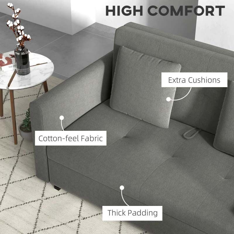 Light Grey 2 Seater Sofa Bed Modern Compact Sleeper for Small Spaces in UK