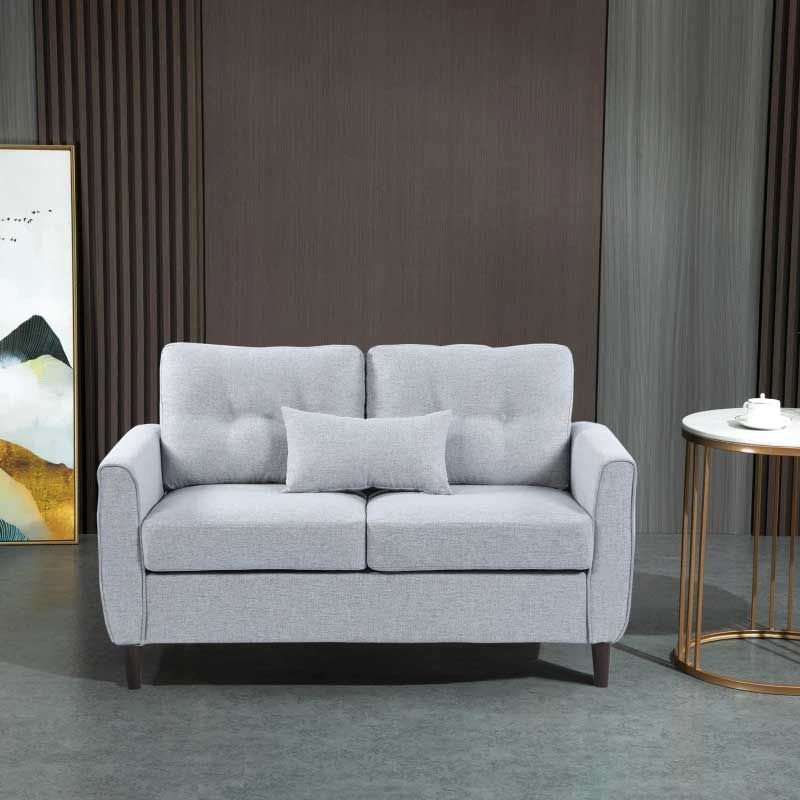Light Grey 2 Seater Loveseat Modular Sofa  Compact Fabric Couch Set for Small Spaces Modern Grey 2 Seater Lounge Sofa UK Big Save on Affordable Sofas