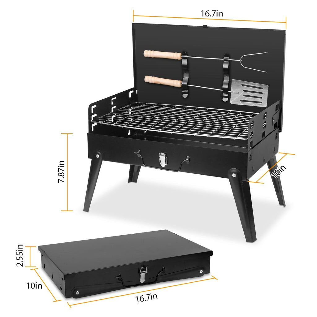 Portable Charcoal Foldable Grills Suitcase Grill Shelf