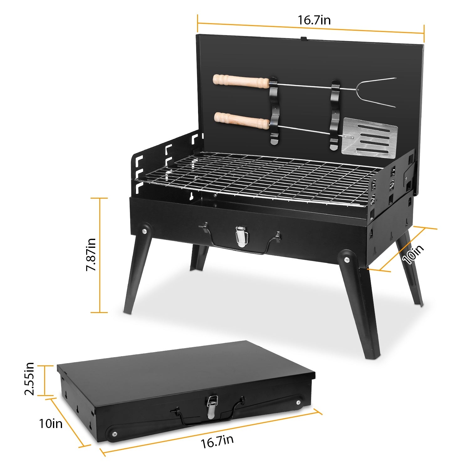 Portable Charcoal Foldable Grills Suitcase Grill Shelf