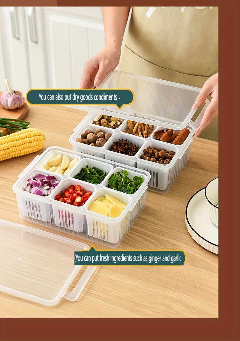 6-Tier Transparent Kitchen Storage Box Set with Lid - Heavy-Duty Plastic Food-Safe Organizer for Fridge, Freezer, Pantry, Kitchen - Space-Saving Design with Ventilation Holes, Stackable Refrigerator Storage Containers