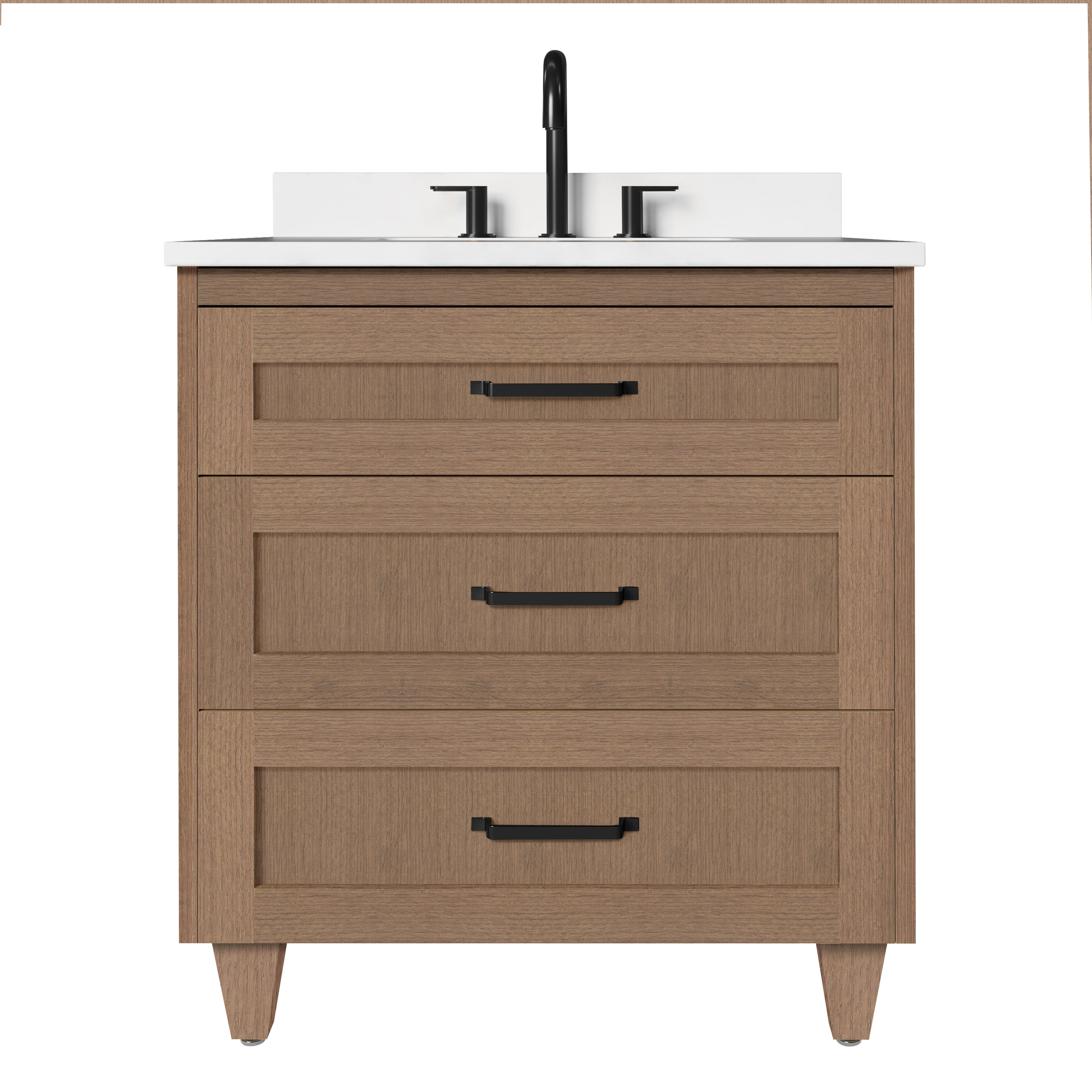 Arlo 30" Solid Wood Vanity with Quartz Countertop - 3 Drawers