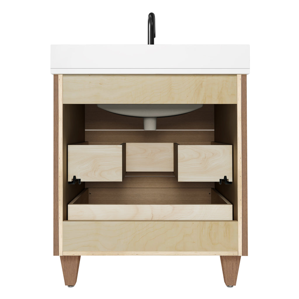 Arlo 30" Solid Wood Vanity with Quartz Countertop - 3 Drawers