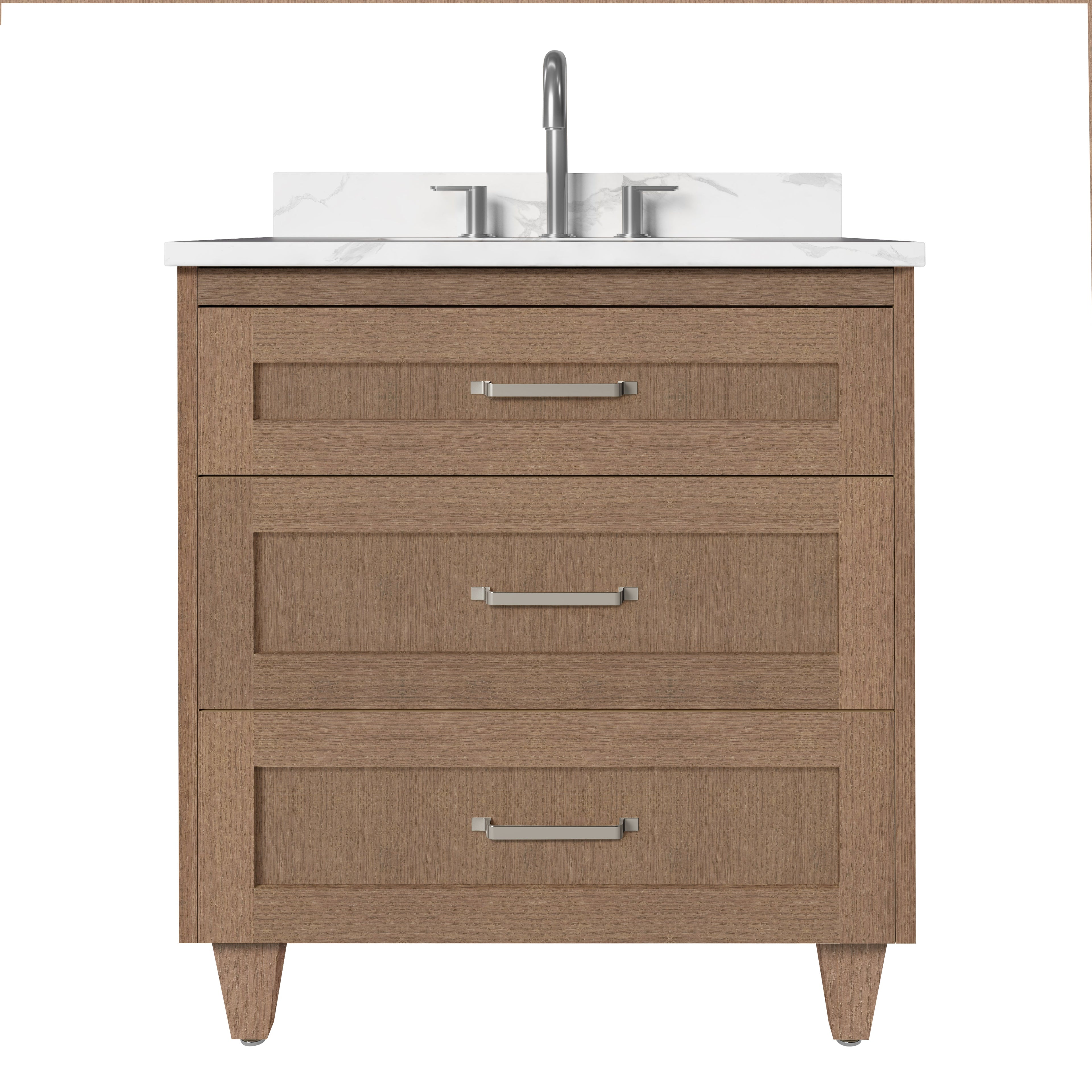 Arlo 30" Solid Wood Vanity with Quartz Countertop - 3 Drawers