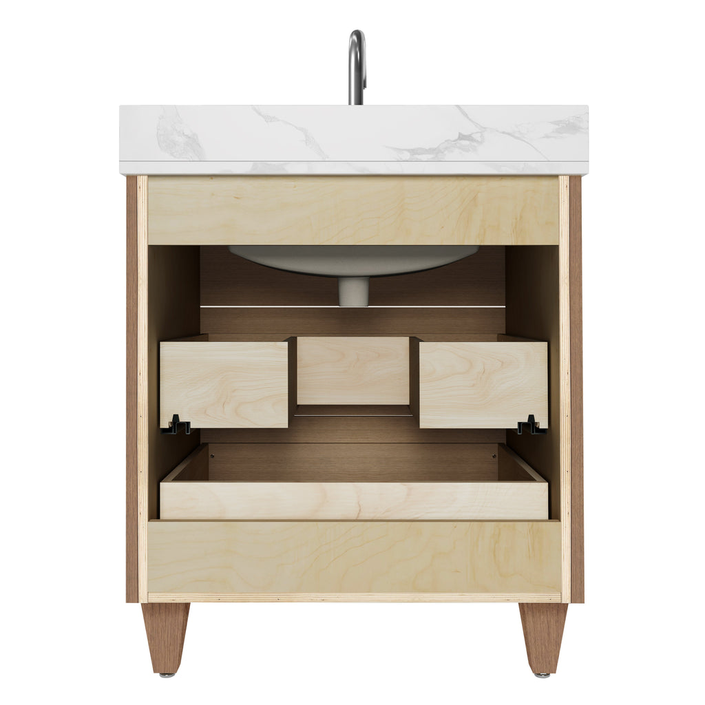 Arlo 30" Solid Wood Vanity with Quartz Countertop - 3 Drawers