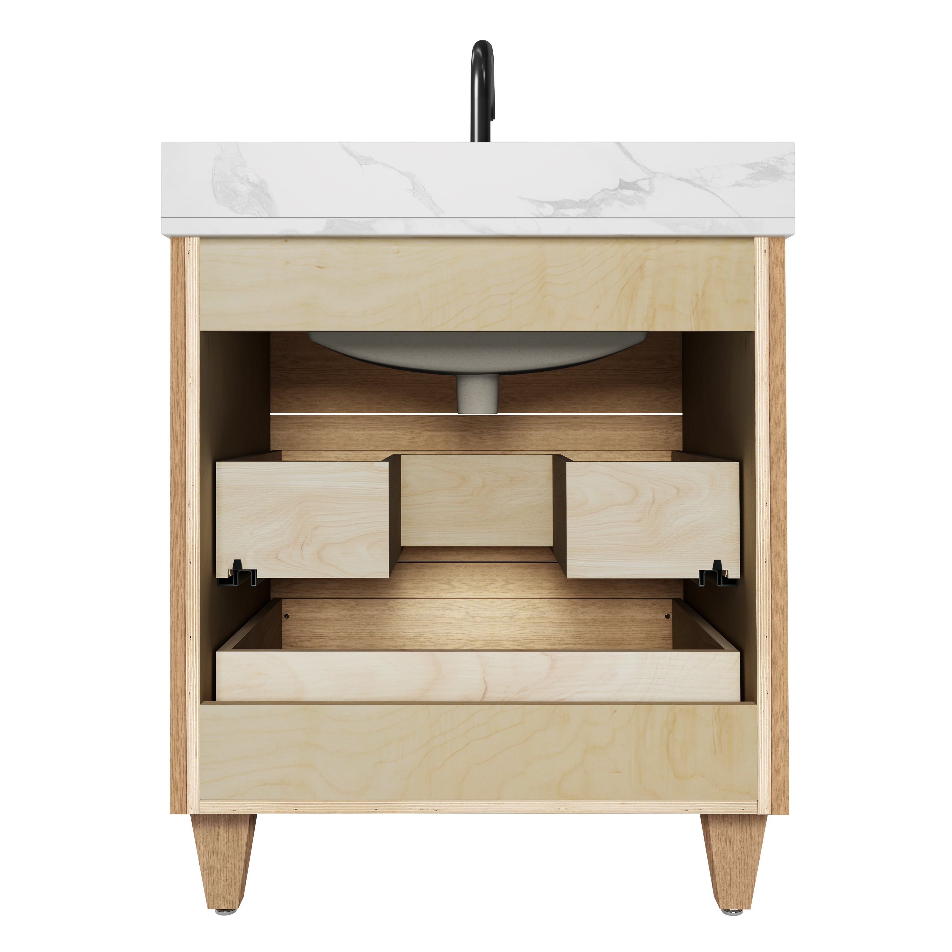 Arlo 30" Solid Wood Vanity with Quartz Countertop - 3 Drawers