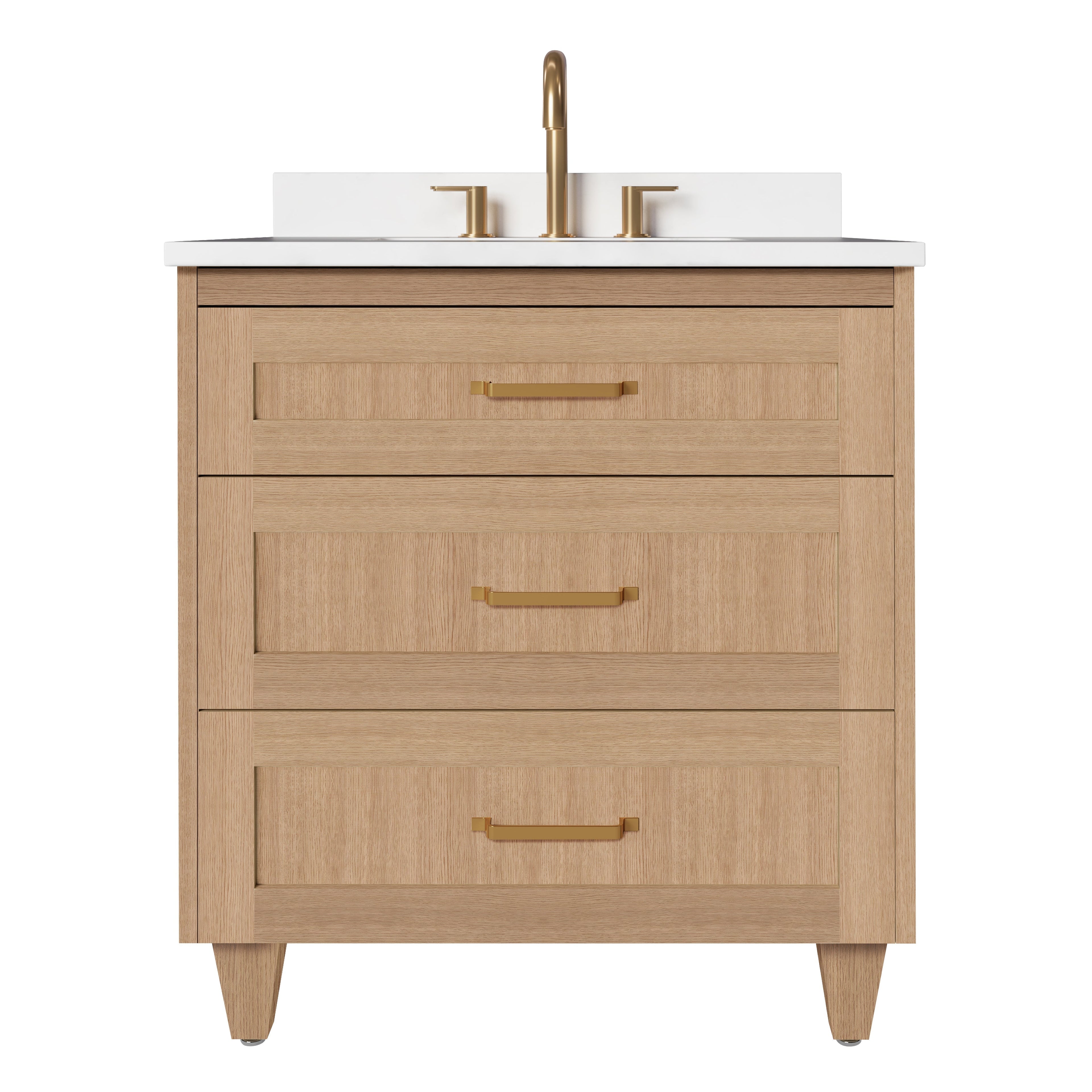 Arlo 30" Solid Wood Vanity with Quartz Countertop - 3 Drawers