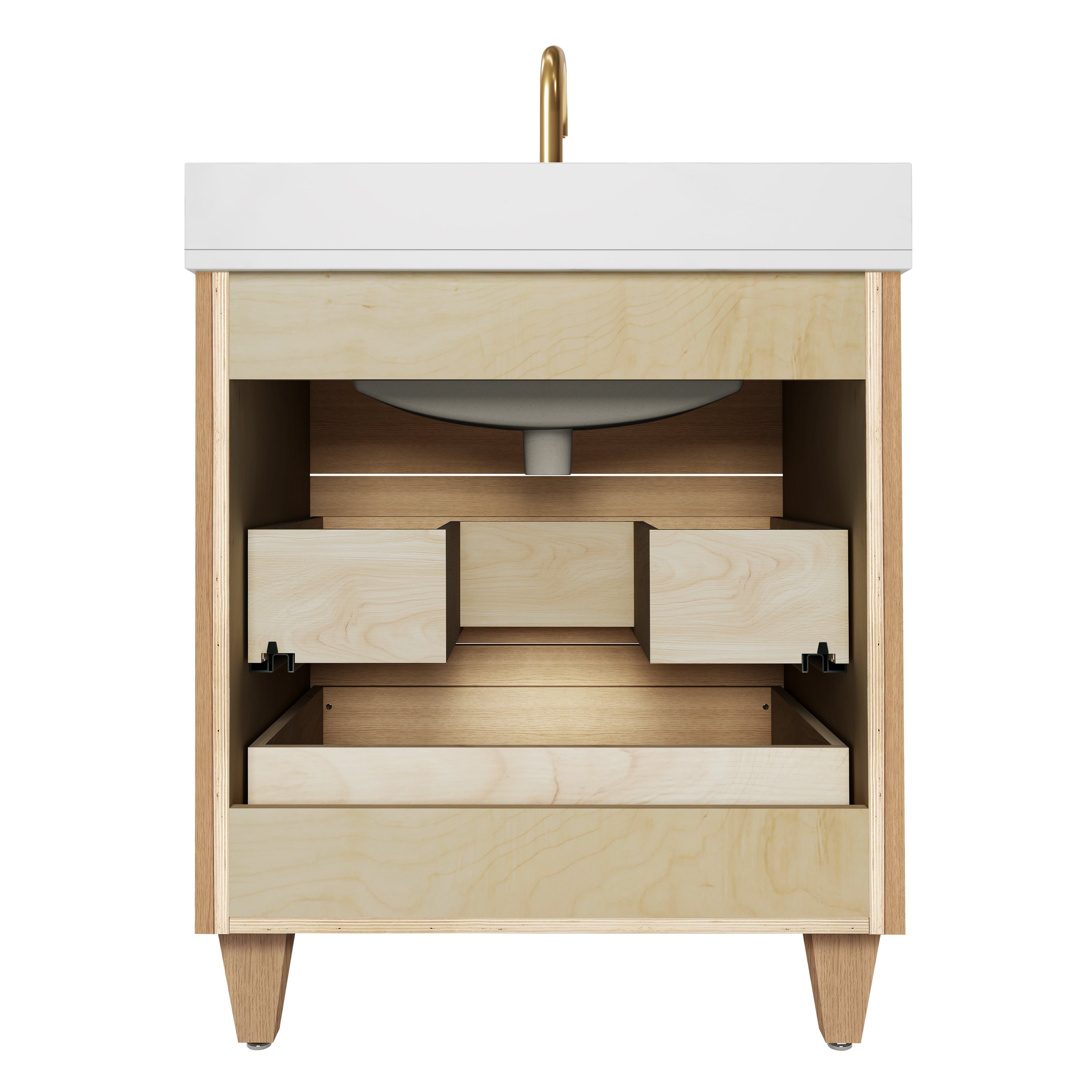Arlo 30" Solid Wood Vanity with Quartz Countertop - 3 Drawers