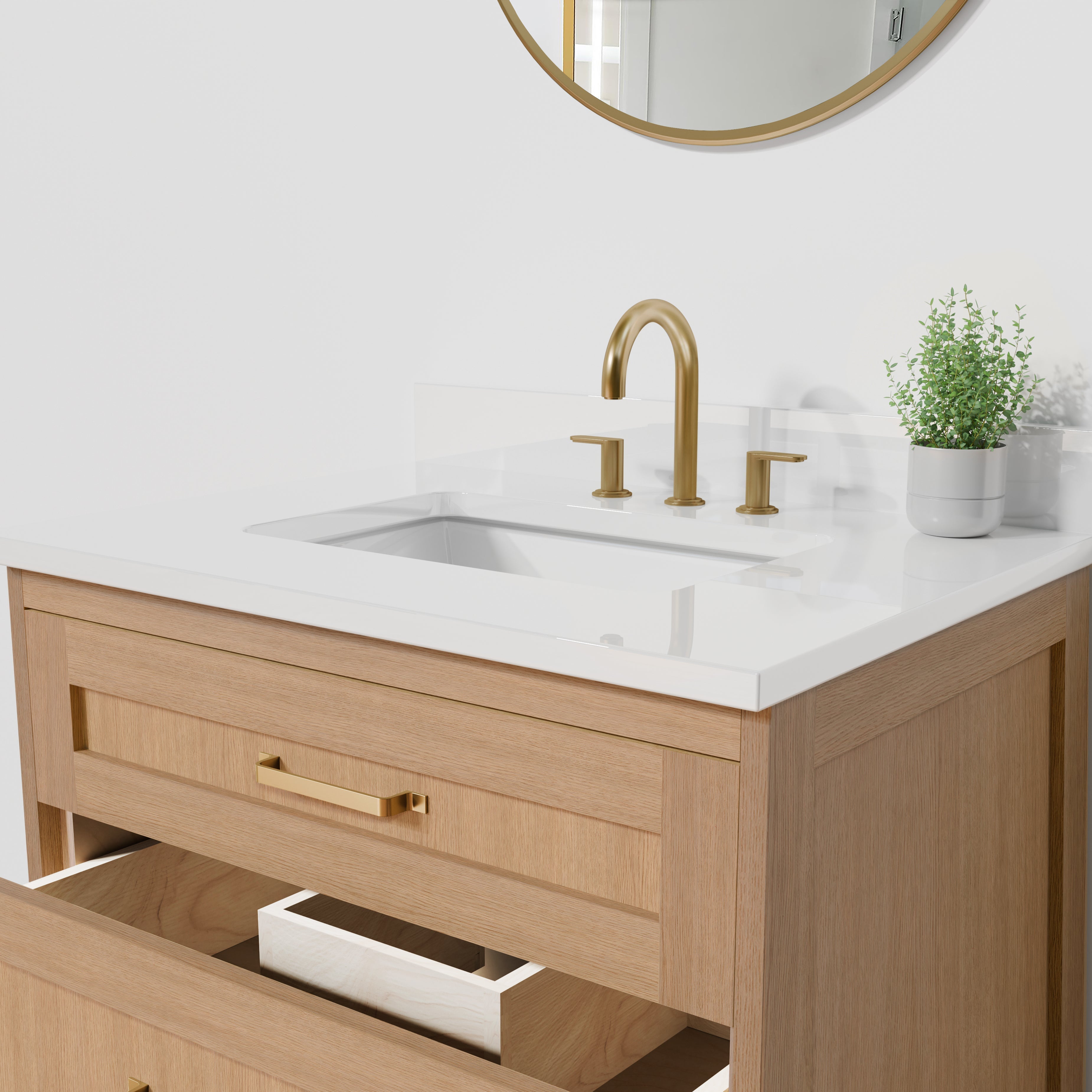 Arlo 30" Solid Wood Vanity with Quartz Countertop - 3 Drawers