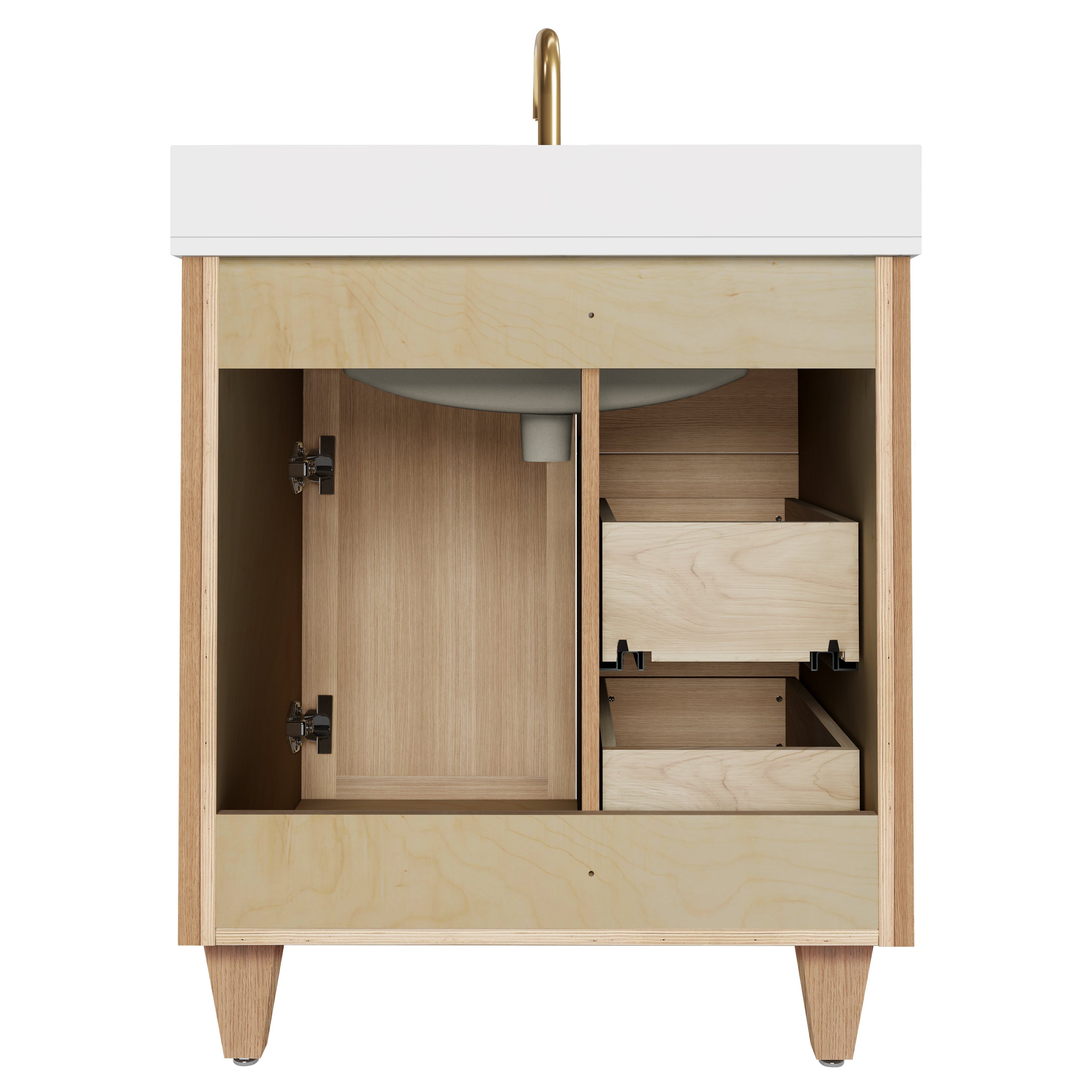 Arlo 30" Solid-Wood Vanity with Quartz Countertop - 1 Door and 3 Drawers