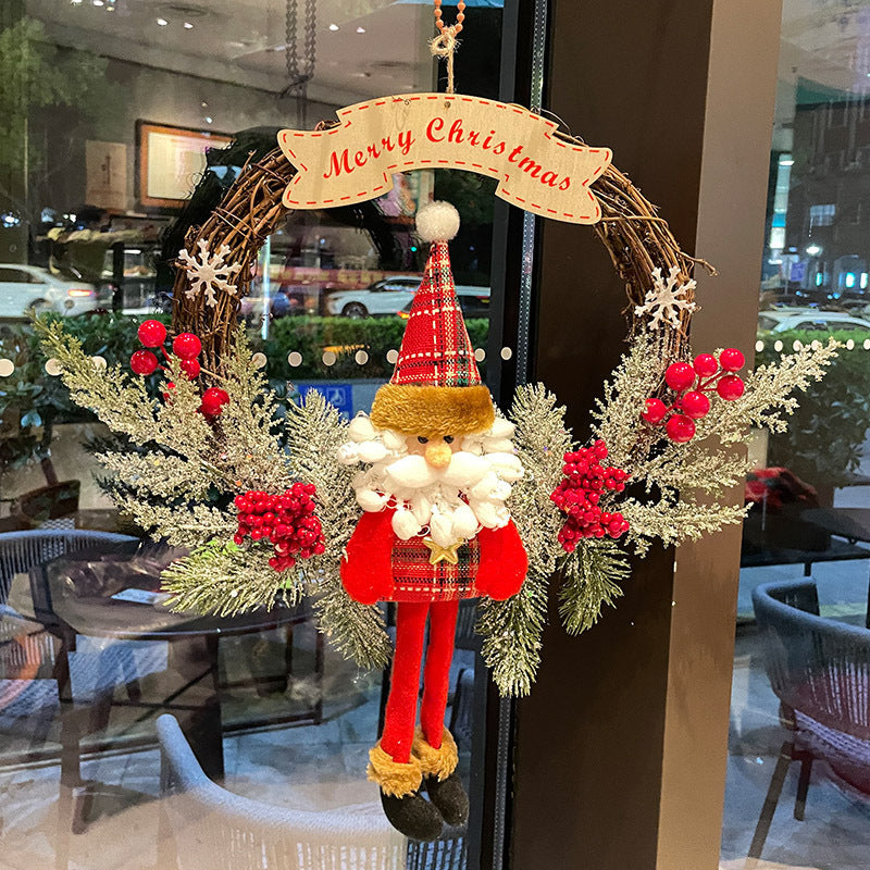 🎅 Christmas Vine Ring – Snowman & Elk Holiday Wreath Decoration