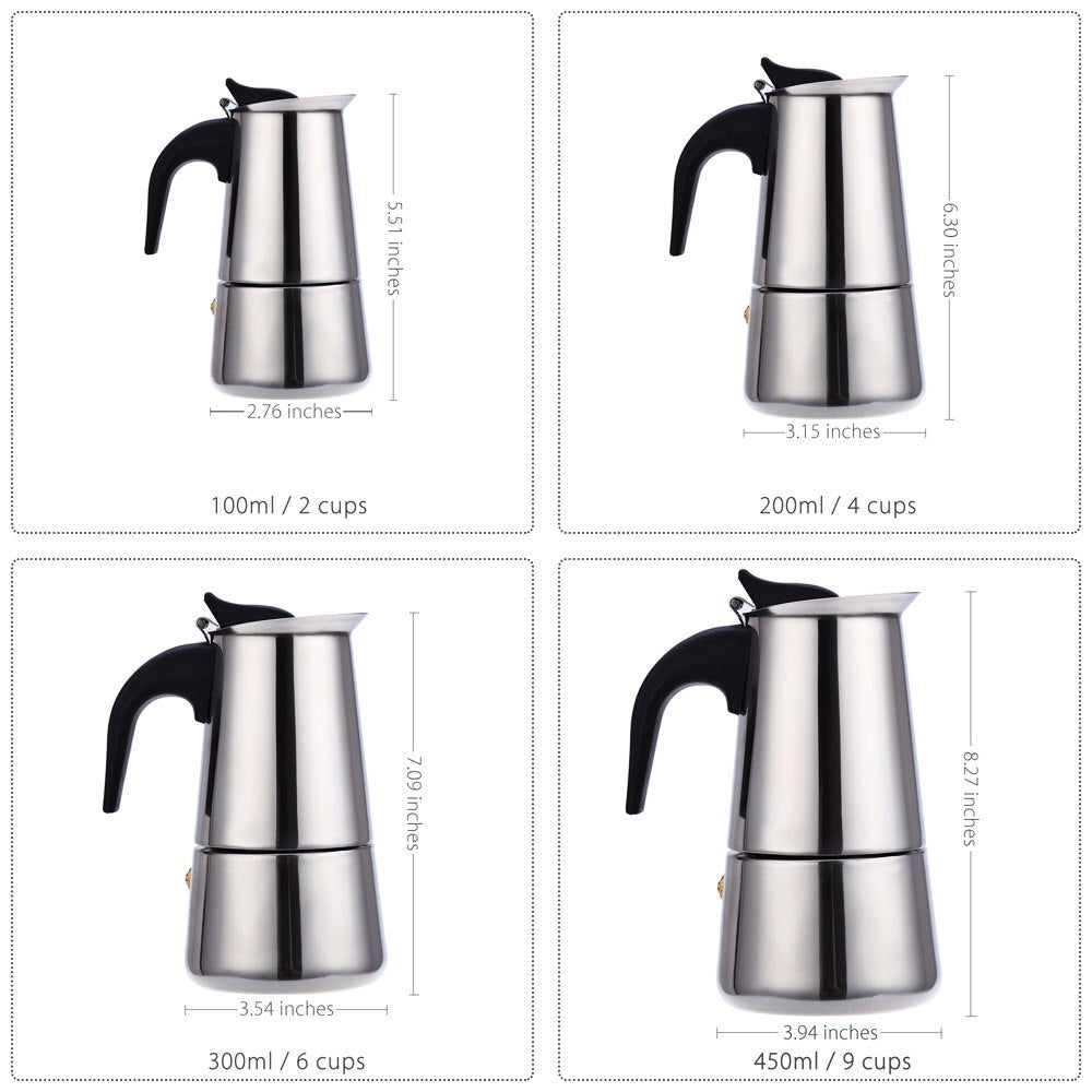 Stainless Steel Moka Coffee Pot – Moka Espresso & Latte Percolator