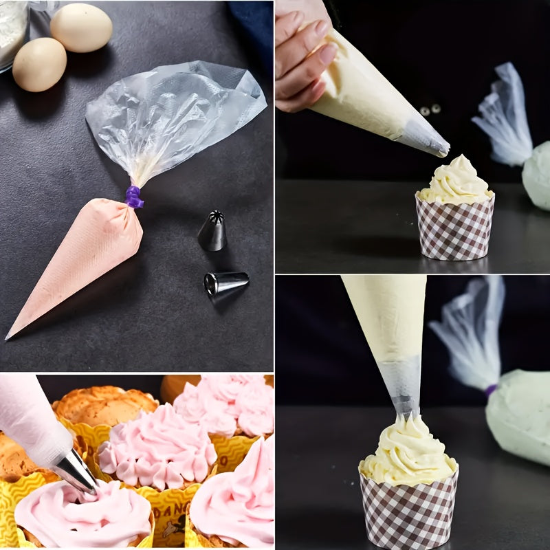 50pcs/100pcs/200pcs Thickened Disposable Piping Bags, Icing Pastry Bag with Nozzle Tips for Cake Decorating Tools Kitchen Gadgets Accessories. for Buttercream Frosting Cheese Doughnut Sweet Pastries DIY Birthday Party Family