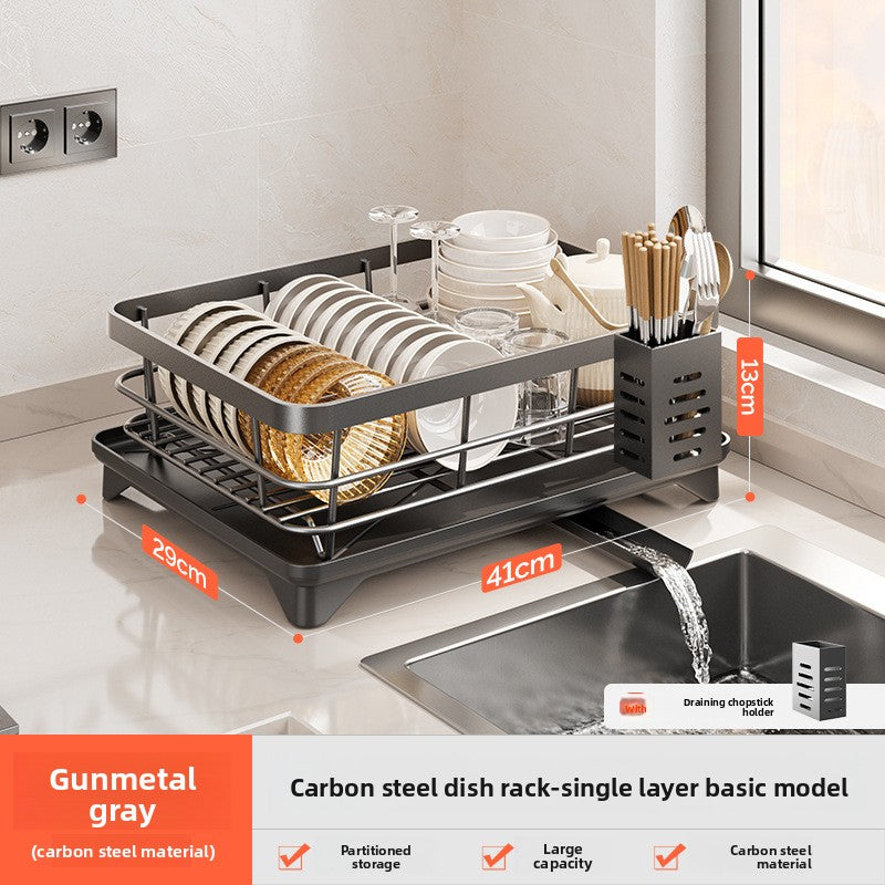 Stainless Steel Multifunctional Dish Rack ? Removable Design with Drainage Tray & Storage Holders