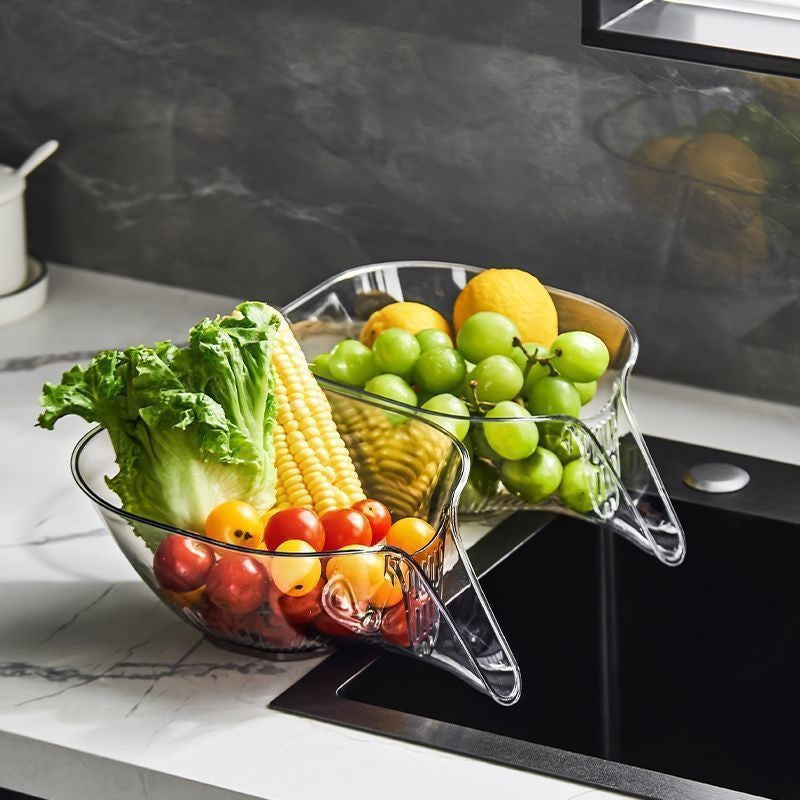 Multifunctional Kitchen Washing & Draining Basket ? Durable PET Plastic Fruit & Vegetable Washer