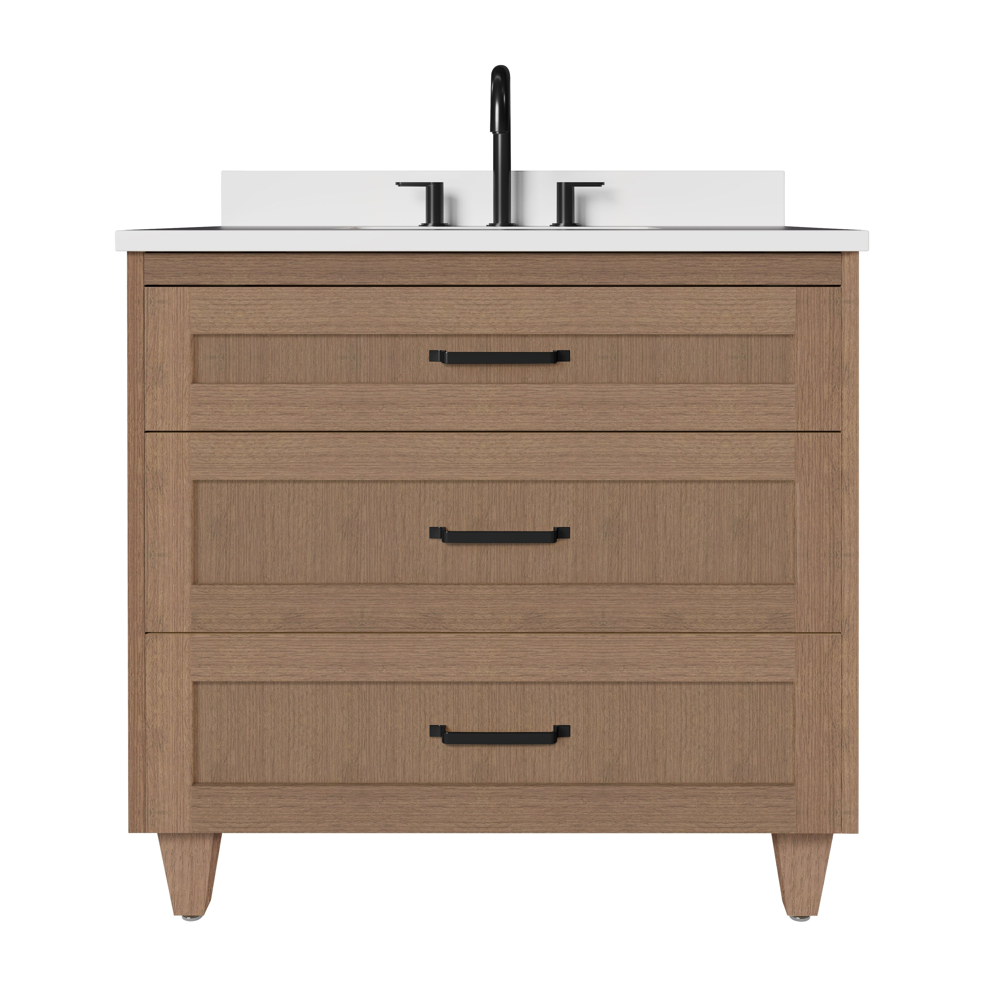 Arlo 36" Solid-Wood Vanity with Quartz Countertop - 3 Drawers