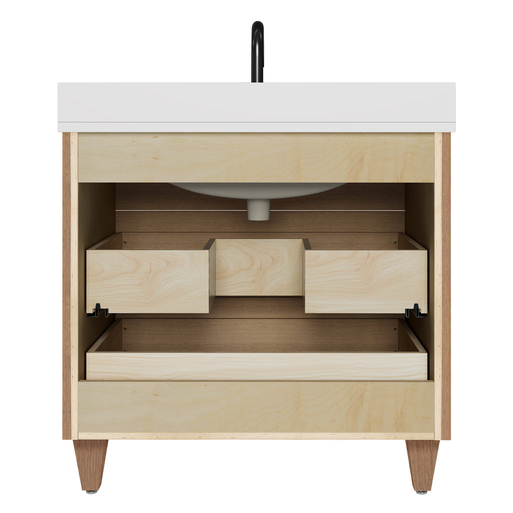 Arlo 36" Solid-Wood Vanity with Quartz Countertop - 3 Drawers