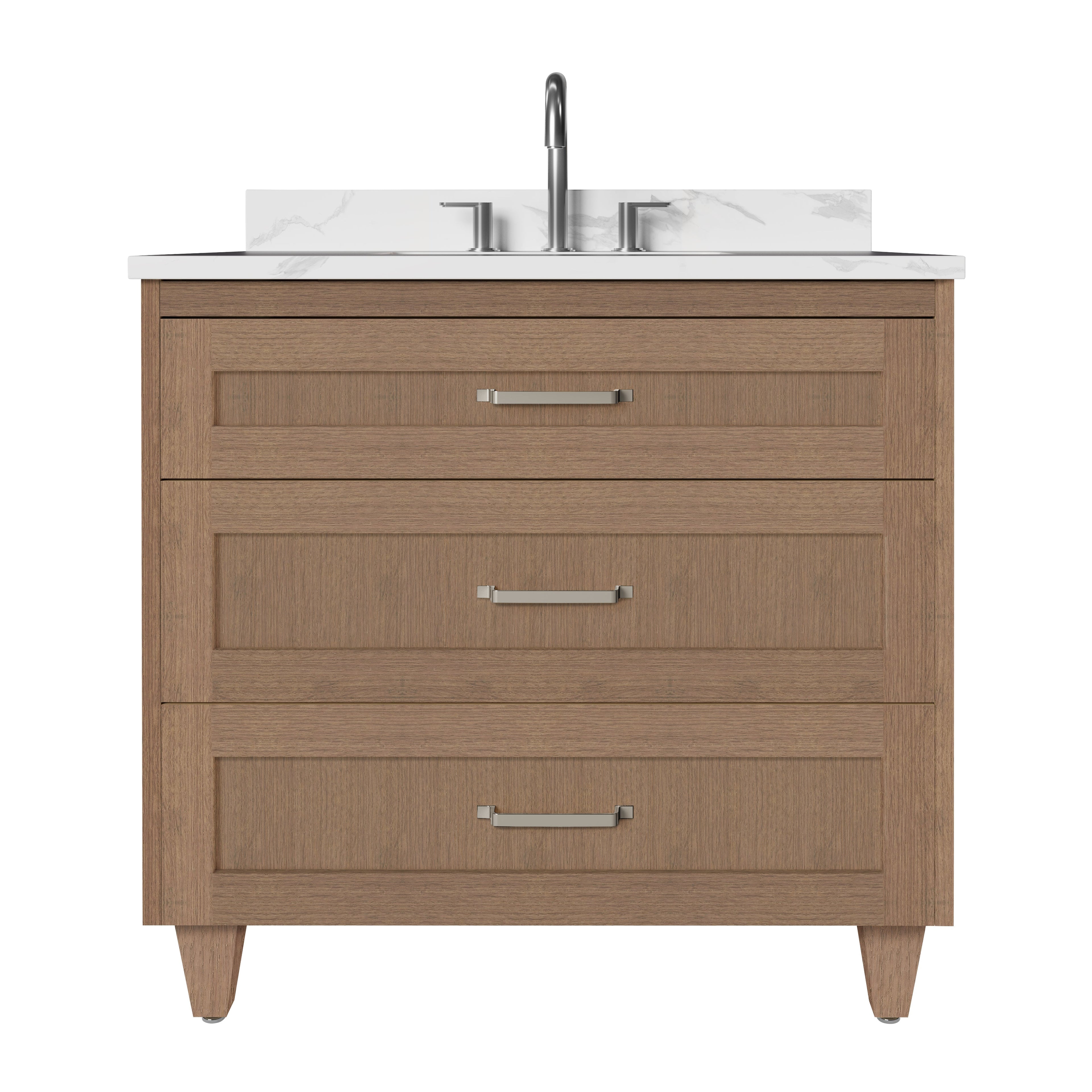 Arlo 36" Solid-Wood Vanity with Quartz Countertop - 3 Drawers
