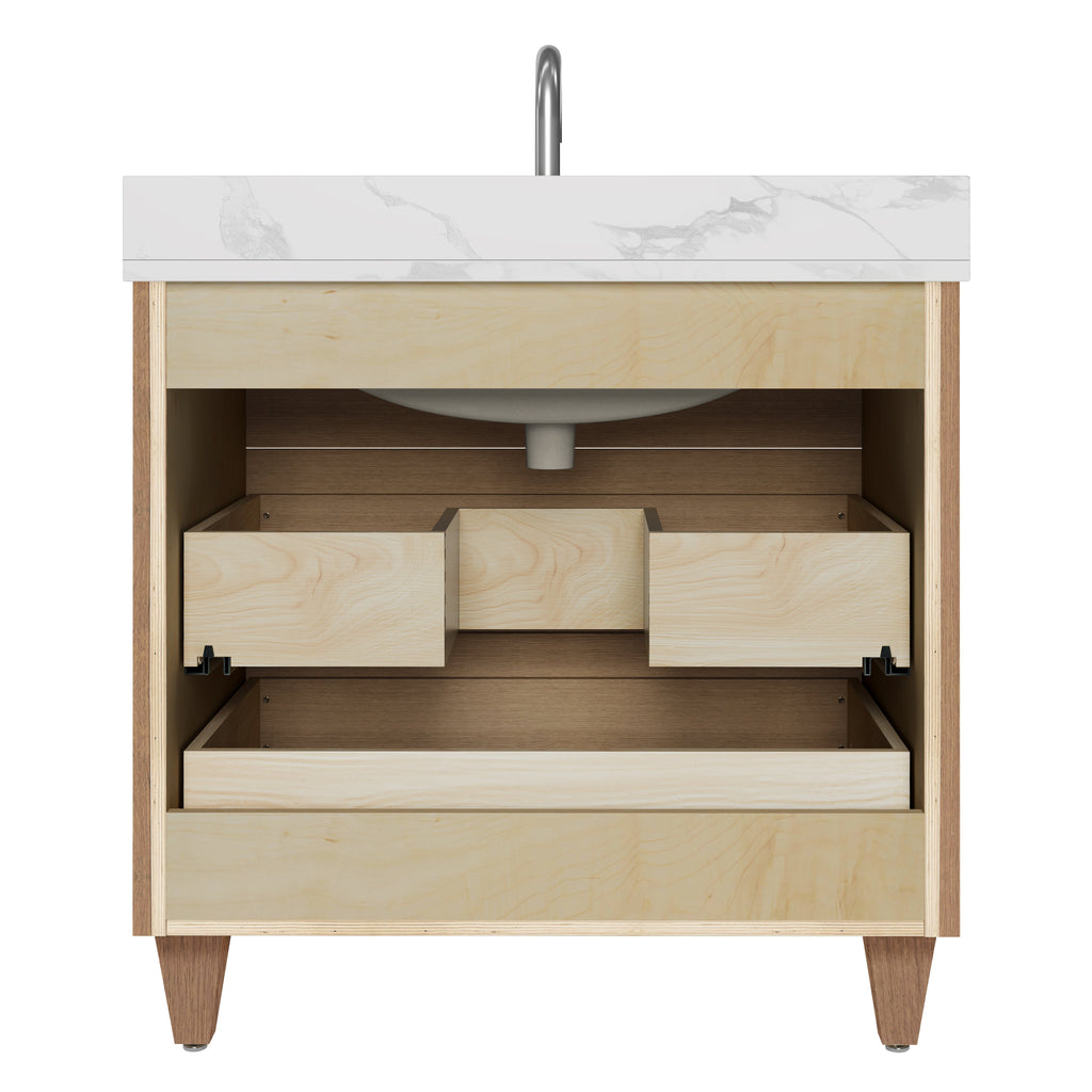 Arlo 36" Solid-Wood Vanity with Quartz Countertop - 3 Drawers