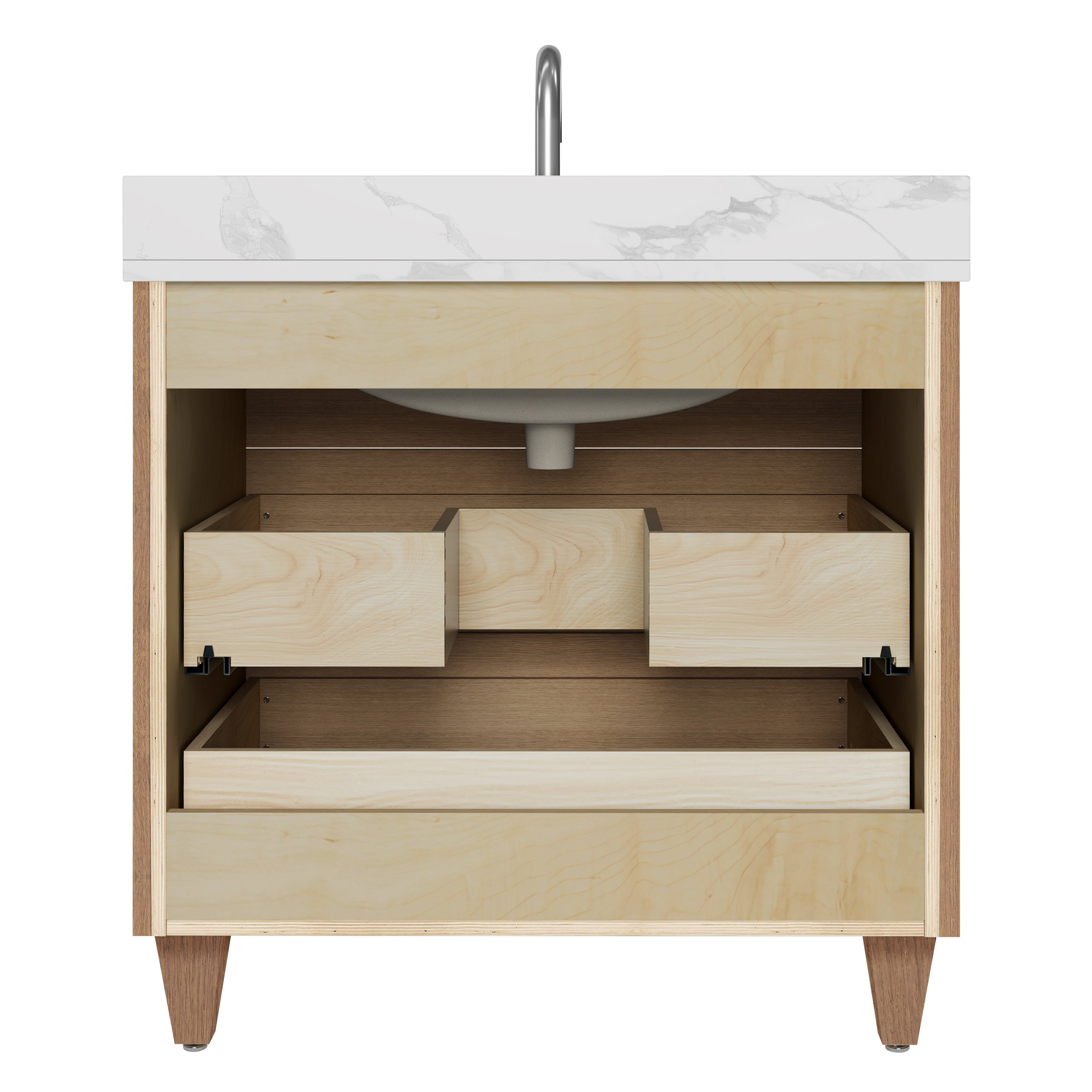 Arlo 36" Solid-Wood Vanity with Quartz Countertop - 3 Drawers