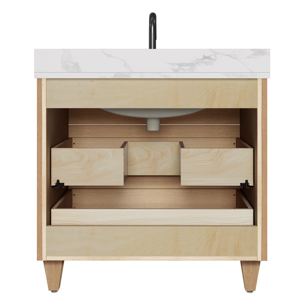 Arlo 36" Solid-Wood Vanity with Quartz Countertop - 3 Drawers
