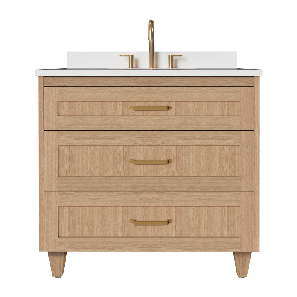 Arlo 36" Solid-Wood Vanity with Quartz Countertop - 3 Drawers