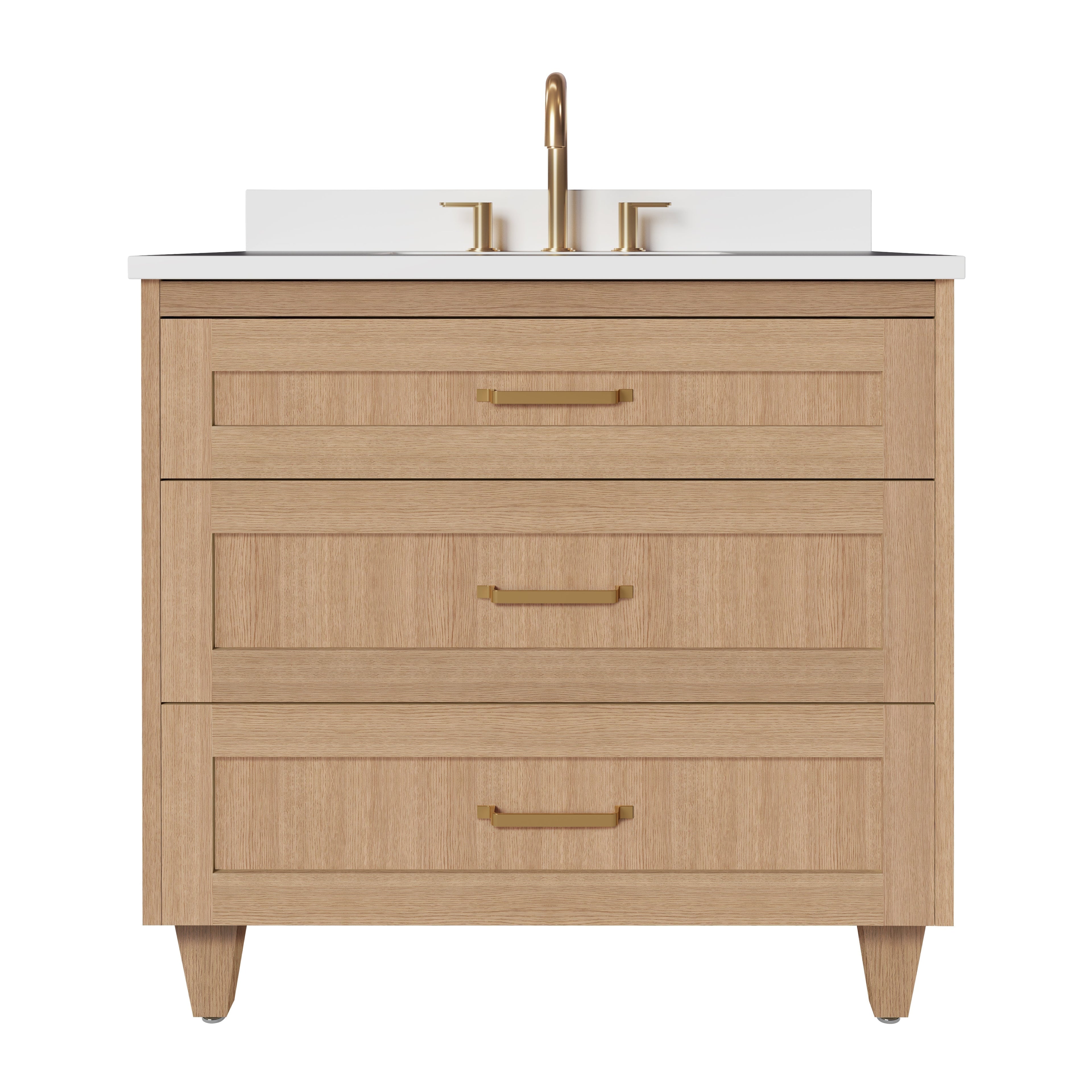 Arlo 36" Solid-Wood Vanity with Quartz Countertop - 3 Drawers