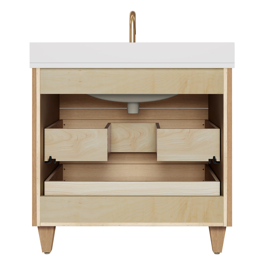 Arlo 36" Solid-Wood Vanity with Quartz Countertop - 3 Drawers
