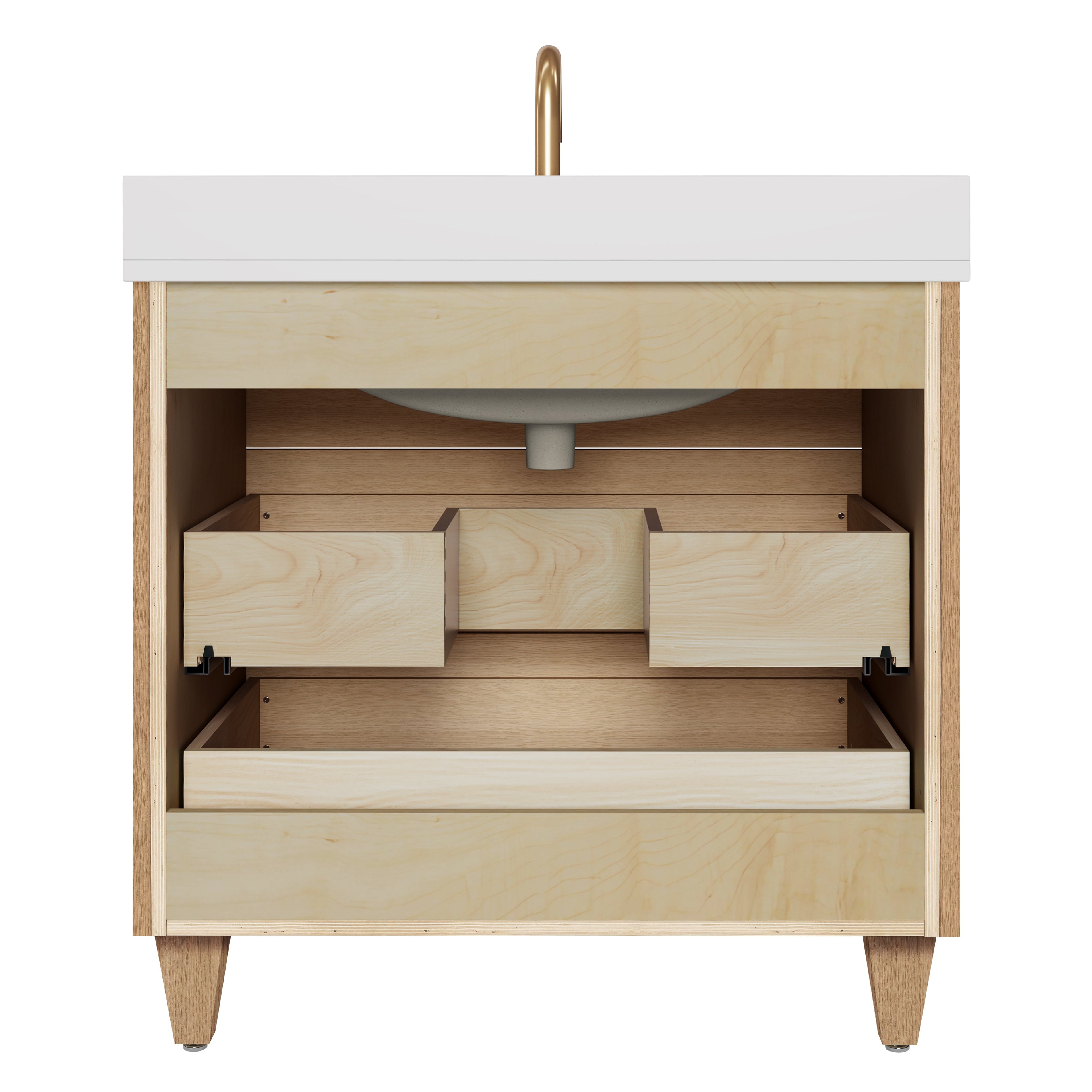 Arlo 36" Solid-Wood Vanity with Quartz Countertop - 3 Drawers