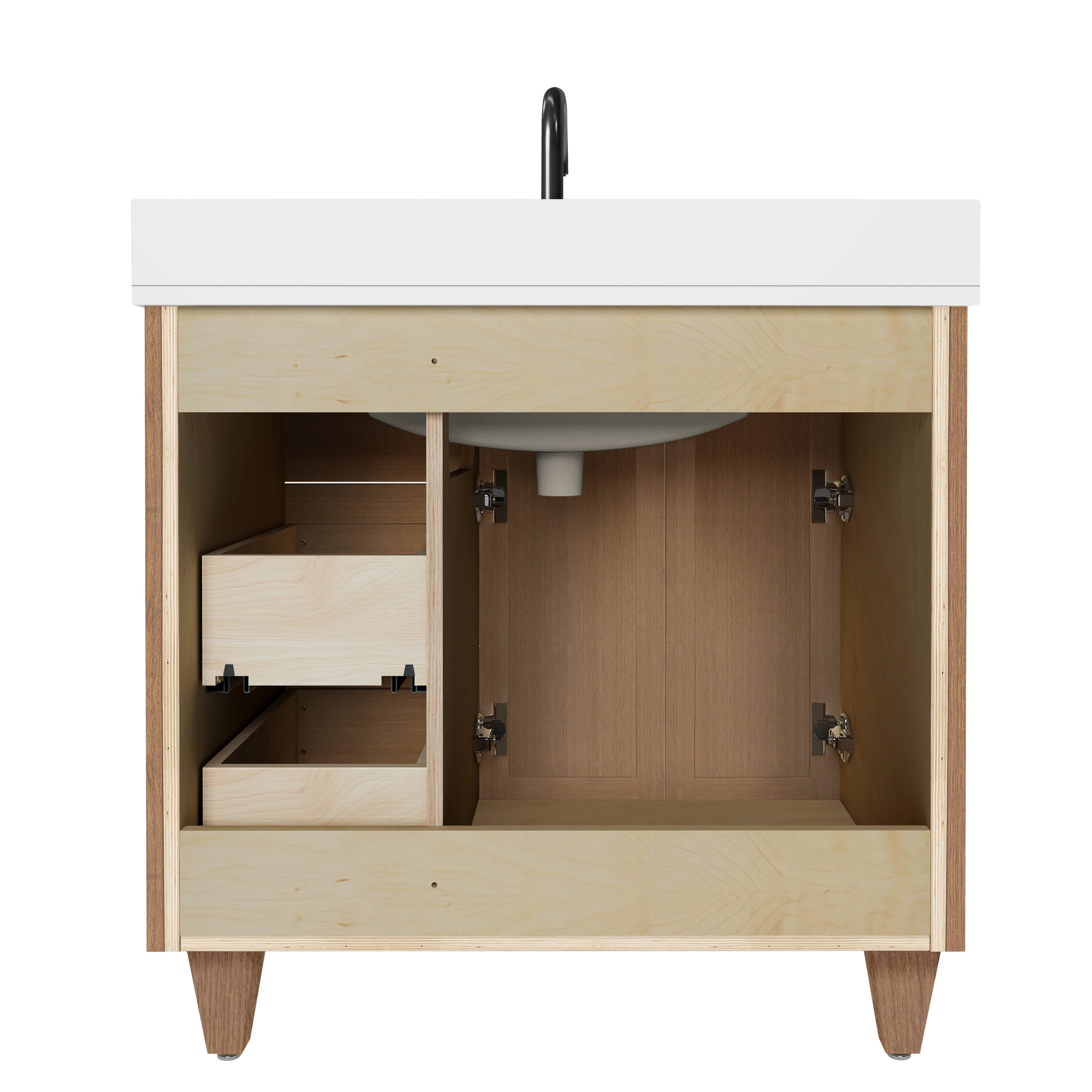 Arlo 36" Solid-Wood Vanity with Quartz Countertop - 2 Doors and 3 Drawers