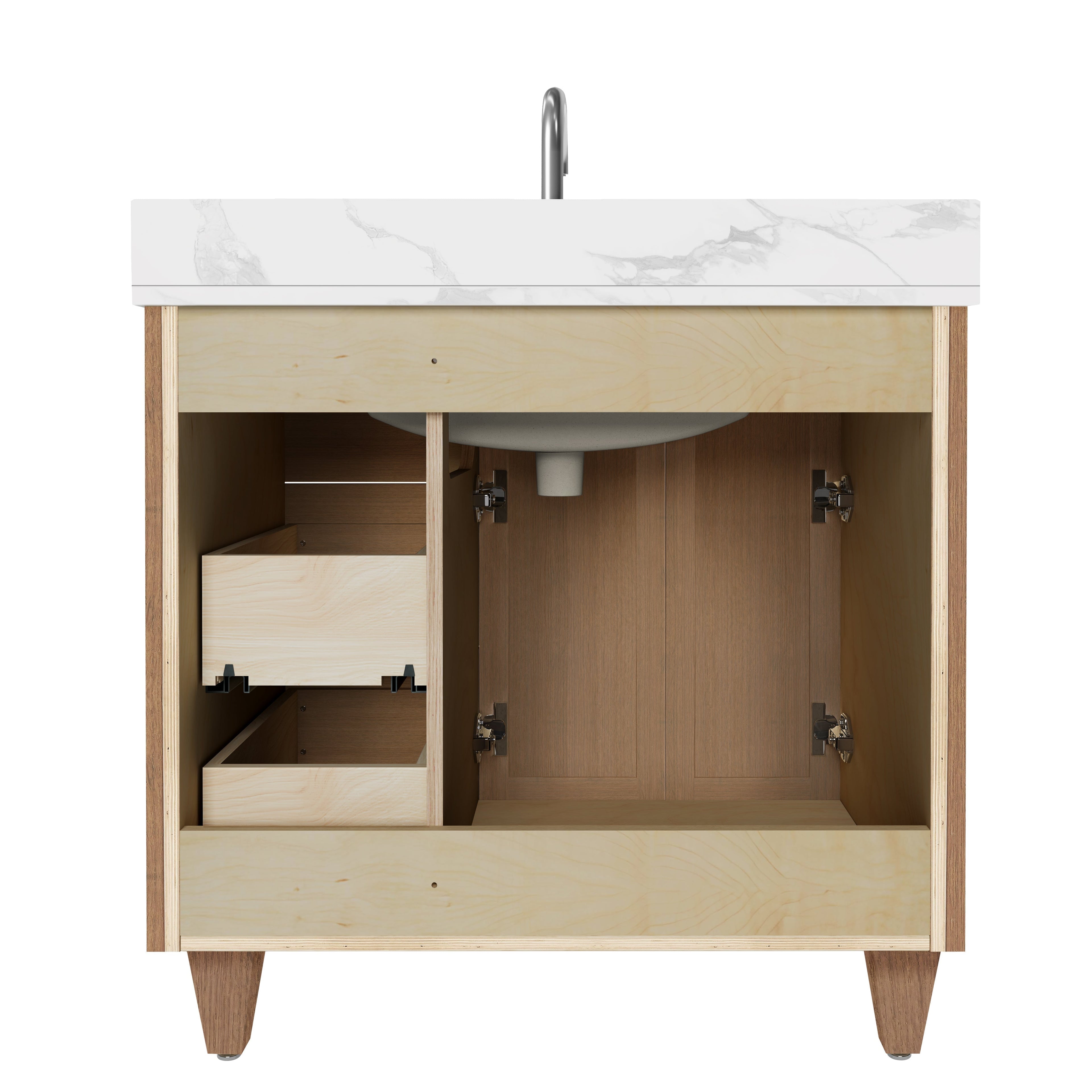 Arlo 36" Solid-Wood Vanity with Quartz Countertop - 2 Doors and 3 Drawers
