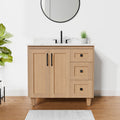 Arlo 36" Solid-Wood Vanity with Quartz Countertop - 2 Doors and 3 Drawers