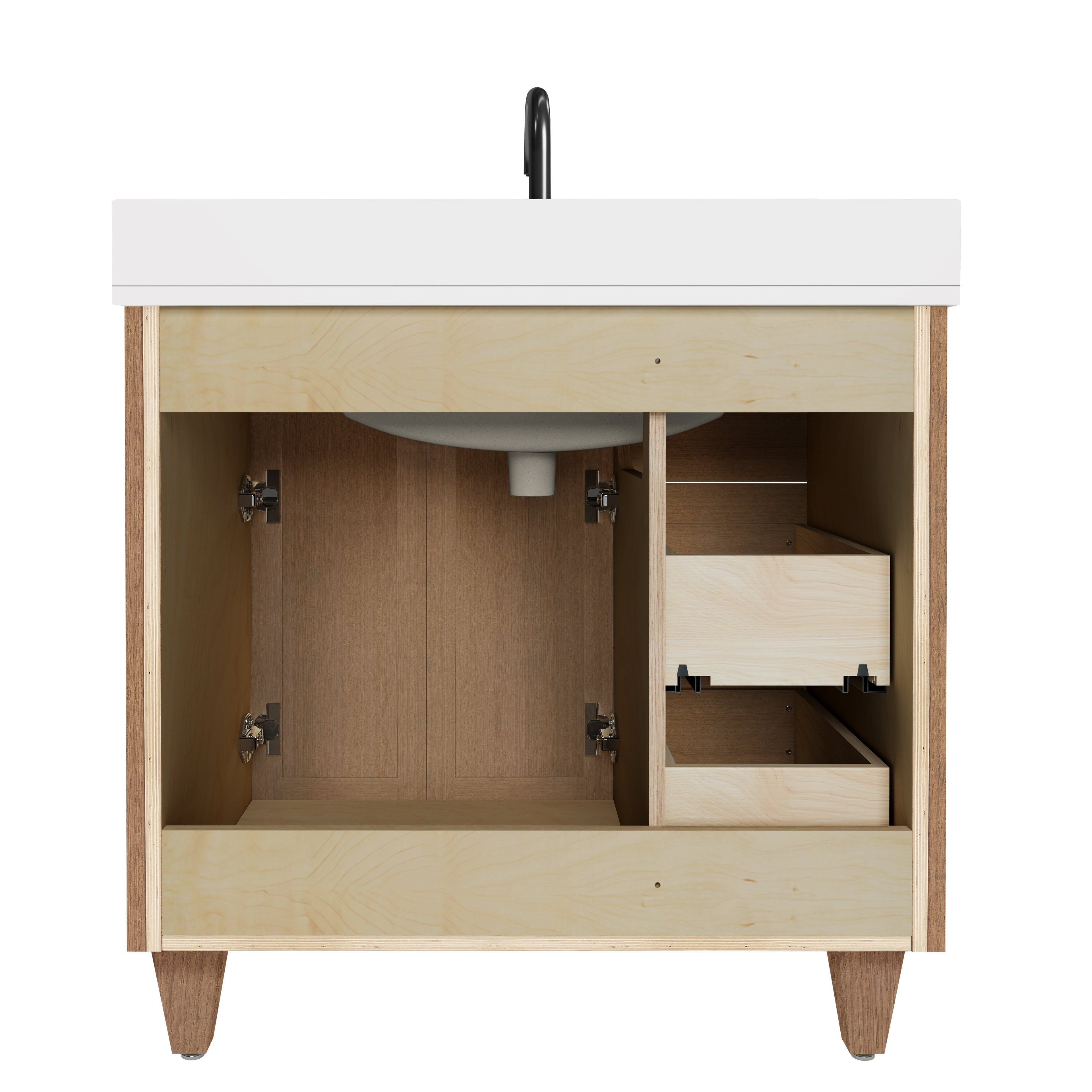 Arlo 36" Solid-Wood Vanity with Quartz Countertop - 2 Doors and 3 Drawers