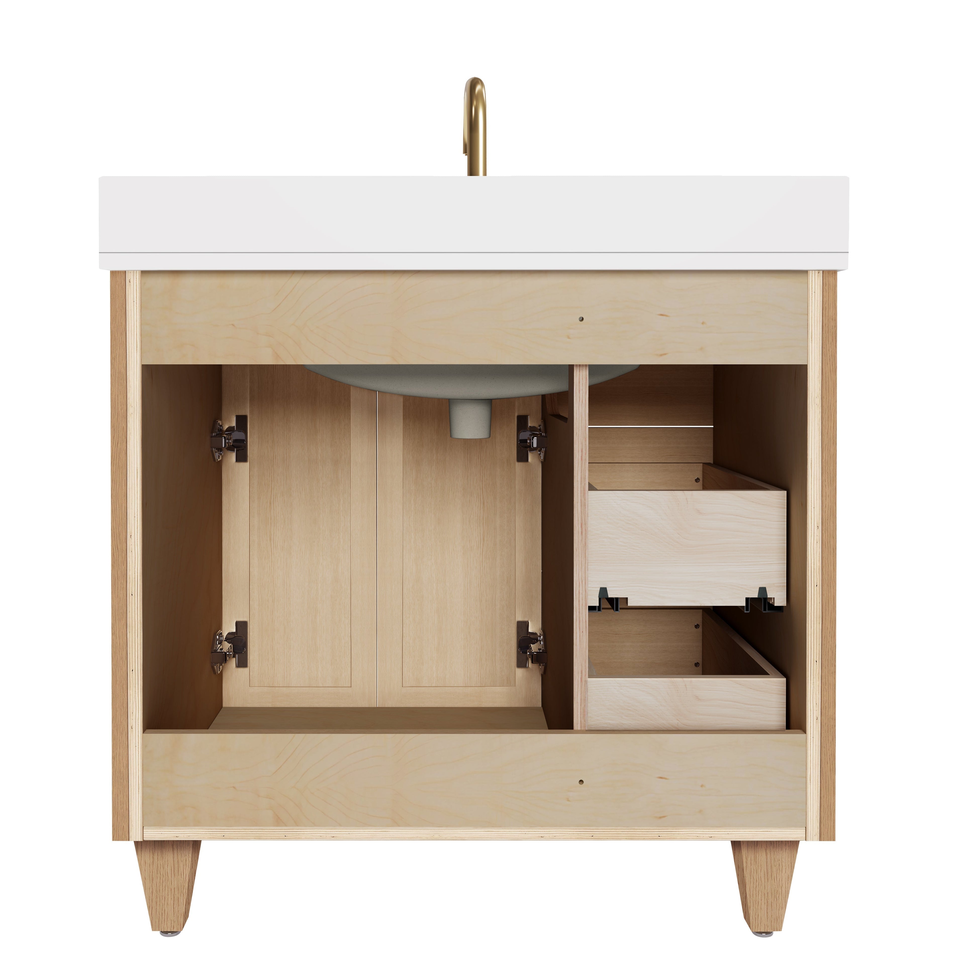 Arlo 36" Solid-Wood Vanity with Quartz Countertop - 2 Doors and 3 Drawers