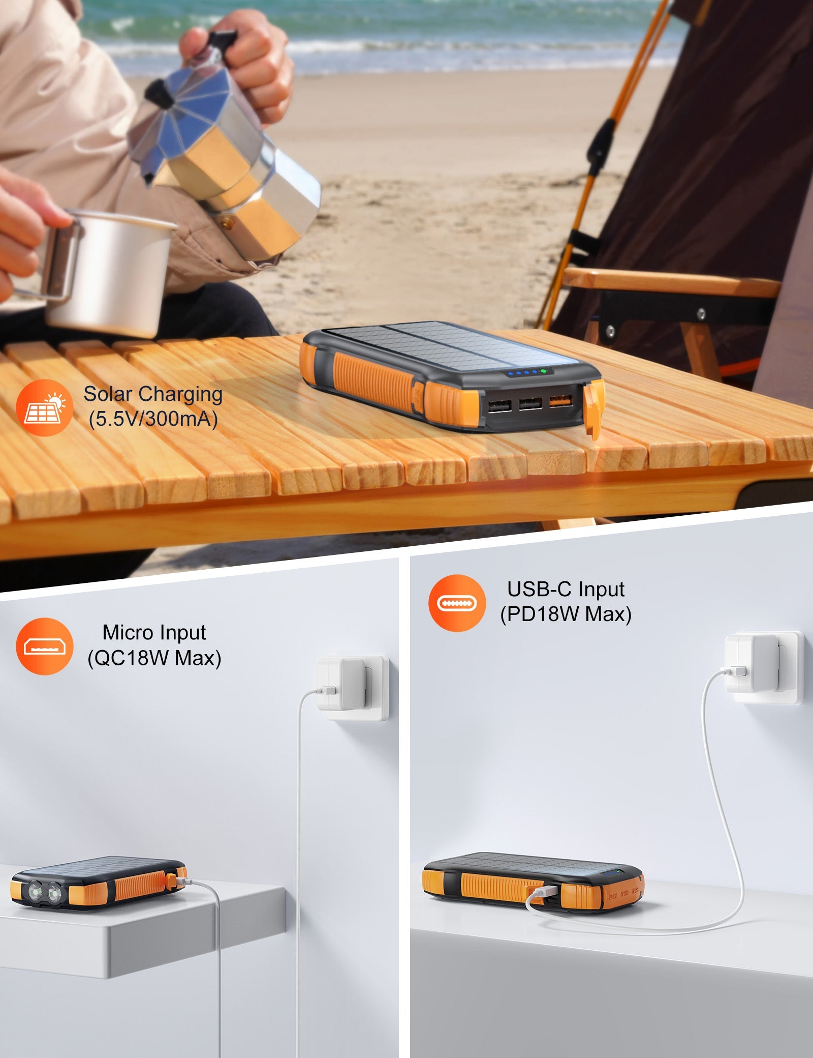 20000mAh Solar Power Bank