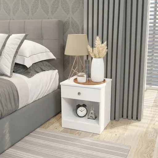 Denver 1 Drawer Bedside Table – Modern Wooden Bedside Cabinet with Storage | UK