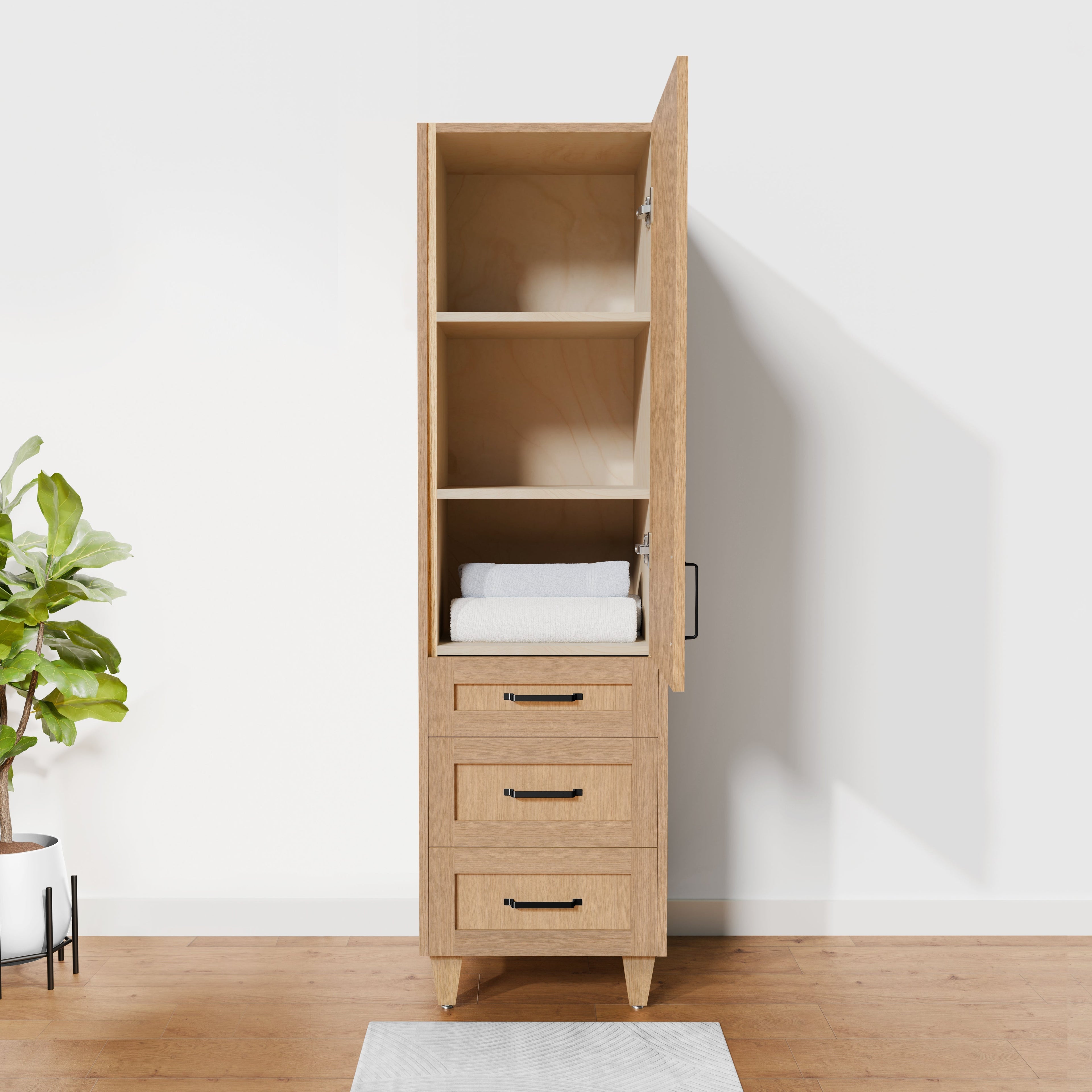 Arlo 20" x 78" Solid-Wood Freestanding Linen Cabinet