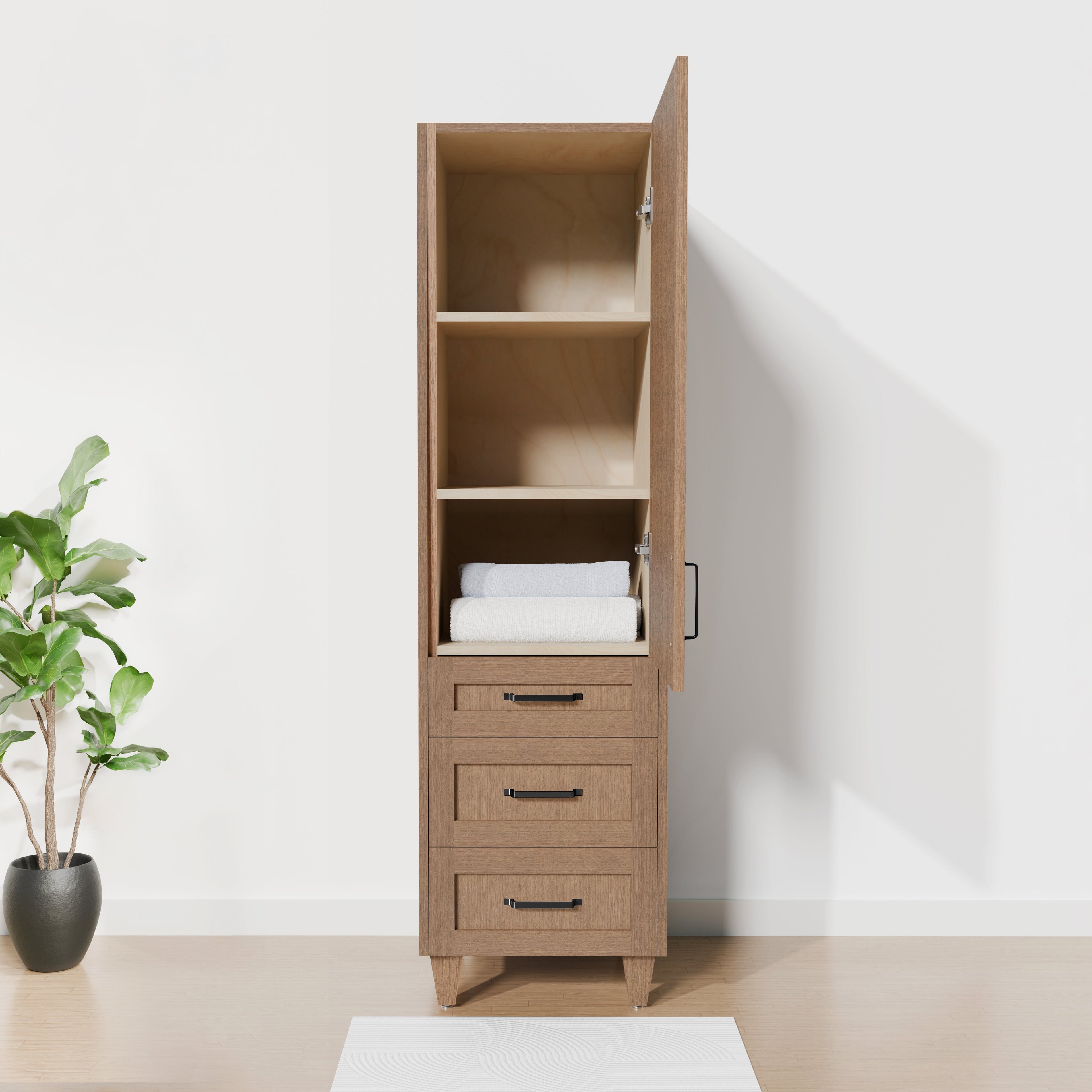 Arlo 20" x 78" Solid-Wood Freestanding Linen Cabinet