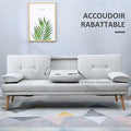 Scandinavian Grey 3 Seater Sofa Bed Recliner with Cup Holders  Modern Fabric Sofa for Living Room UK